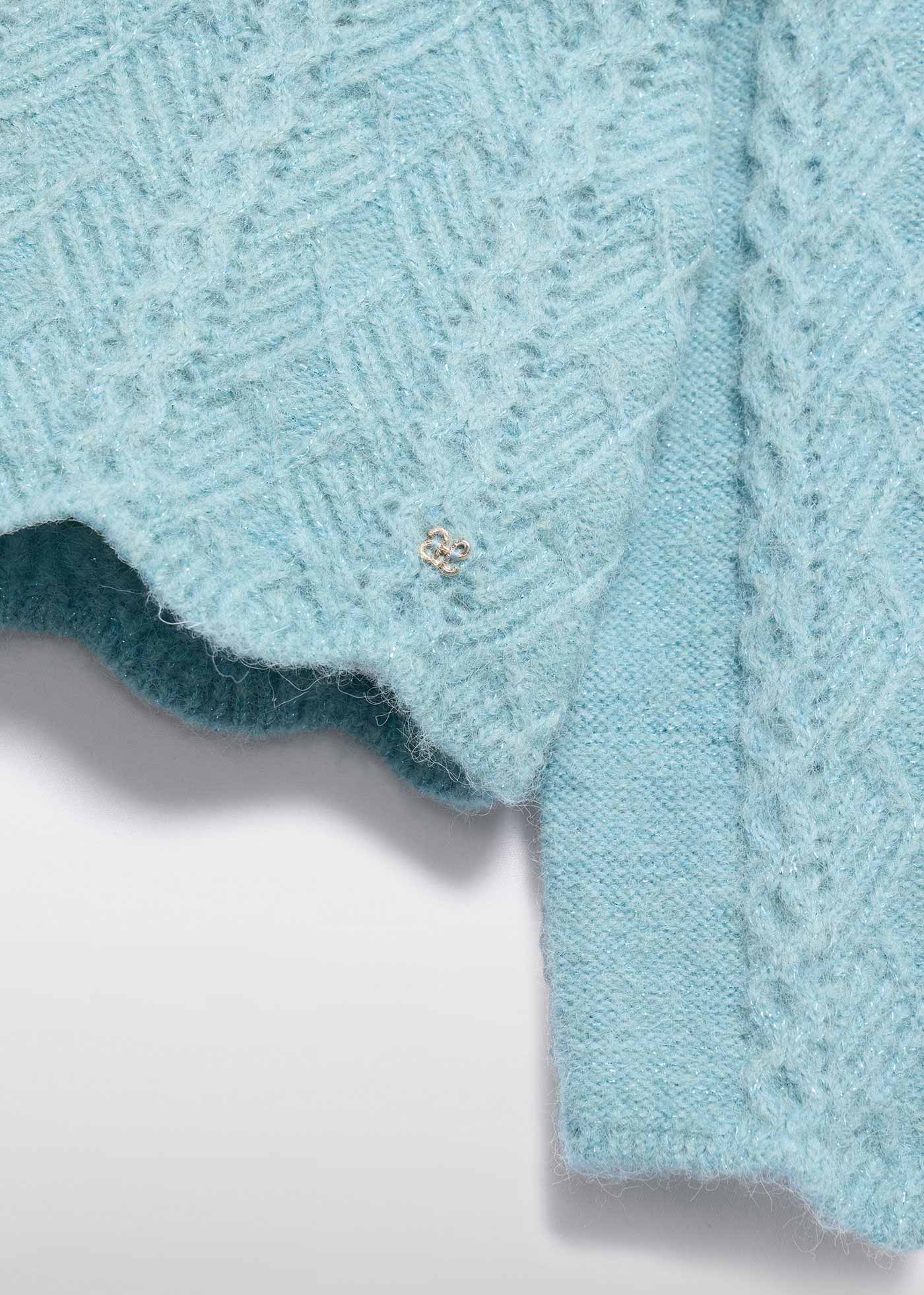 Girl Wavy Openwork Knit Sweater