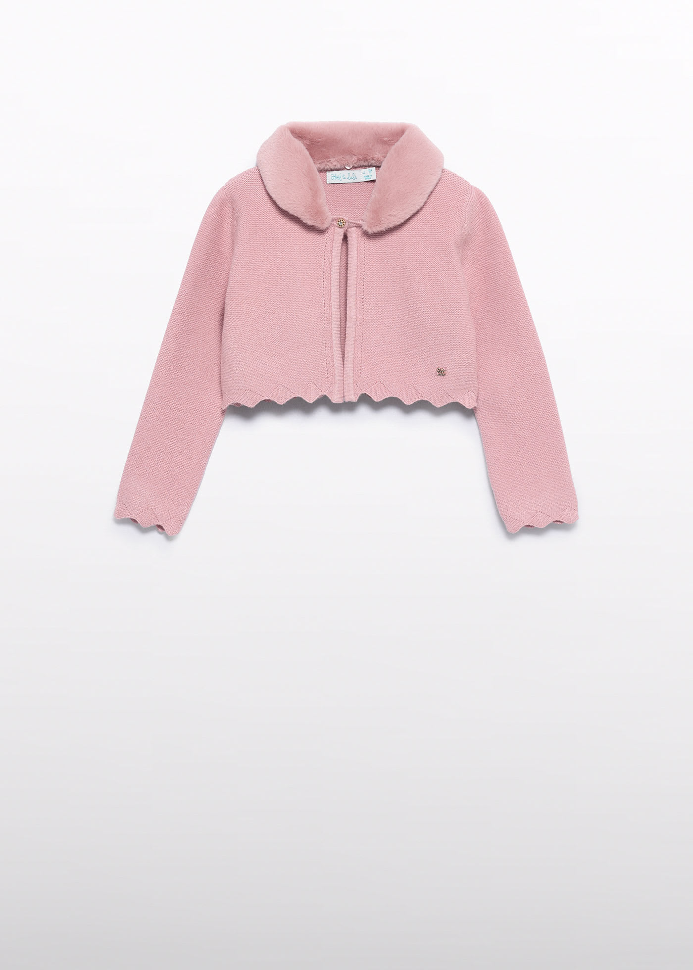 Cardigan tricoté col fourrure fille