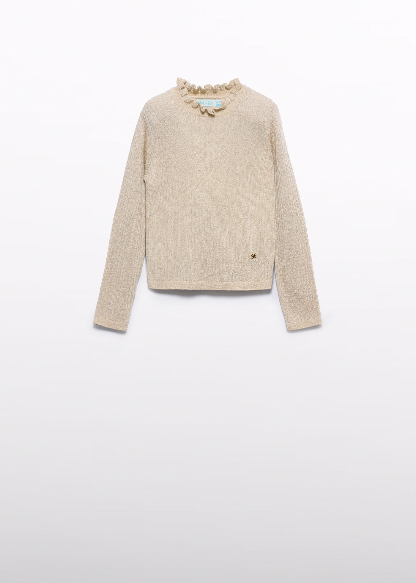 Girl Shiny Ribbed Knit Turtleneck