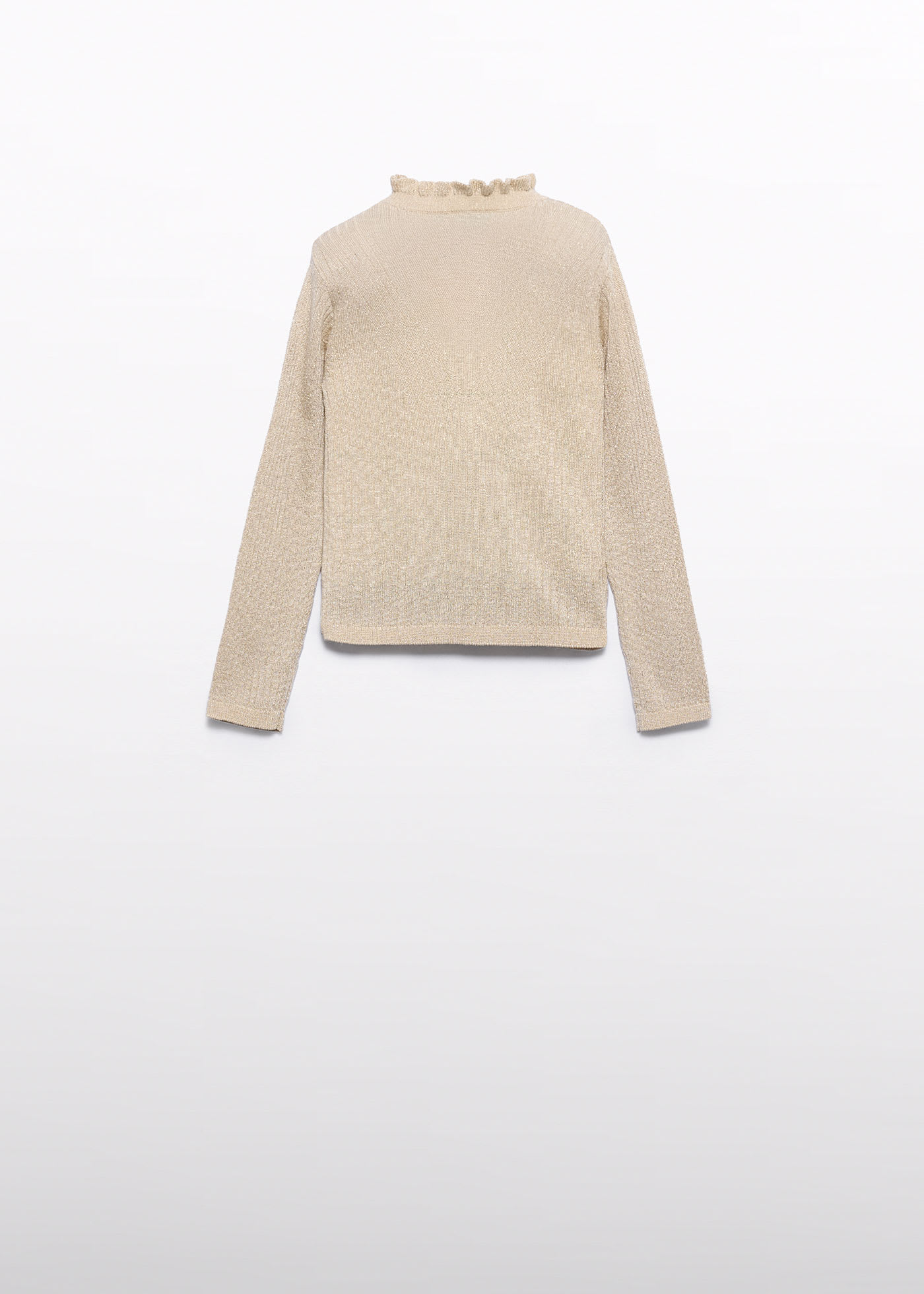 Girl Shiny Ribbed Knit Turtleneck
