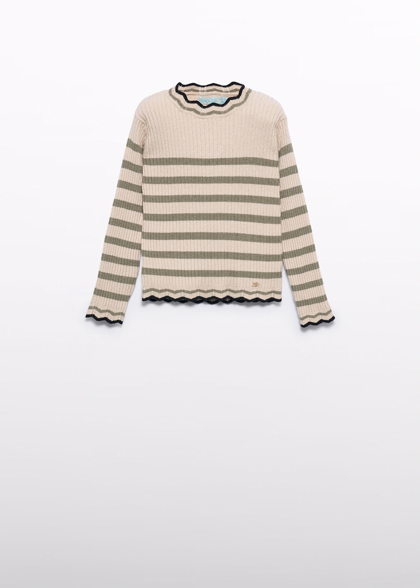 Girl Striped Ribbed Knit Turtleneck