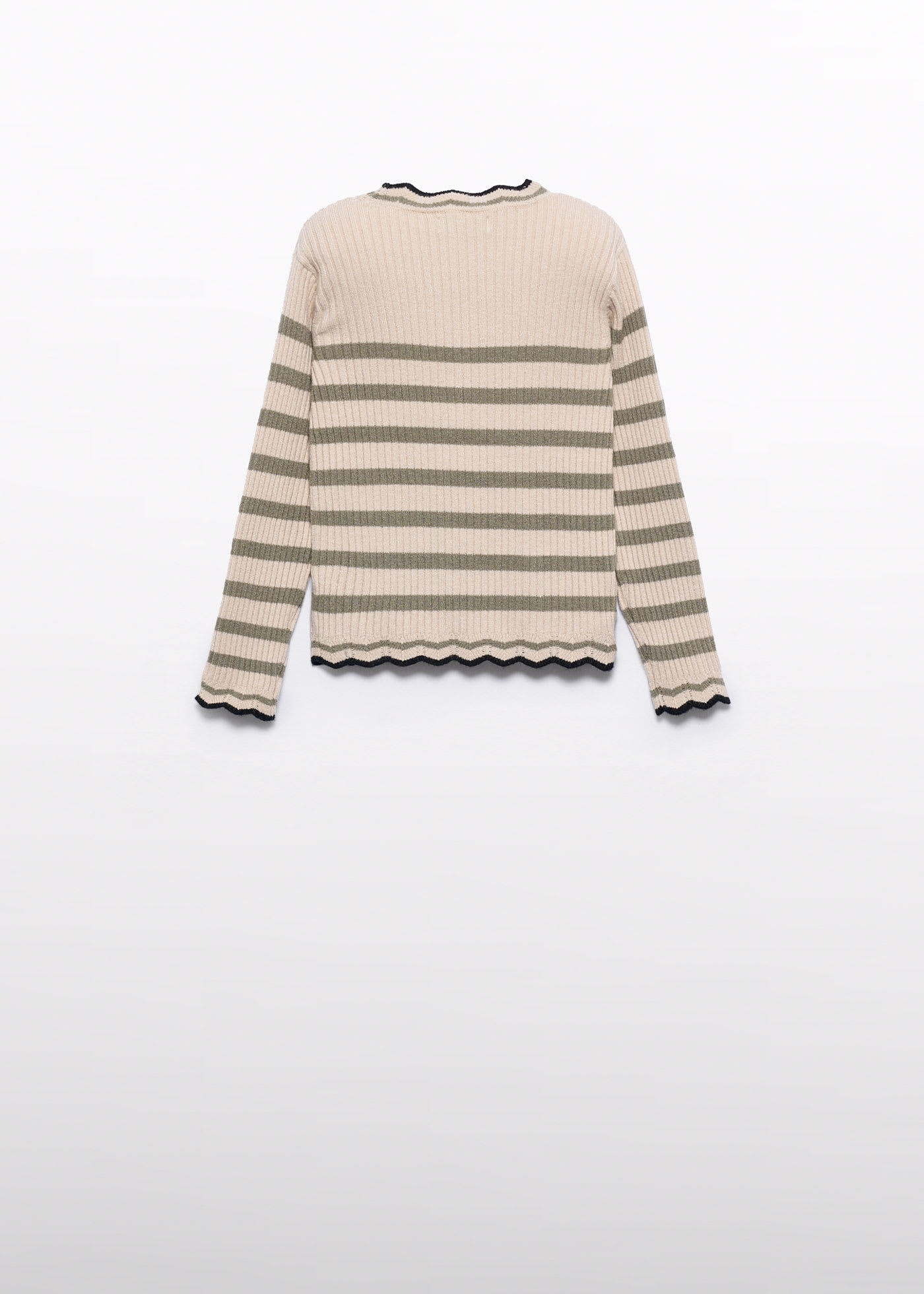 Girl Striped Ribbed Knit Turtleneck
