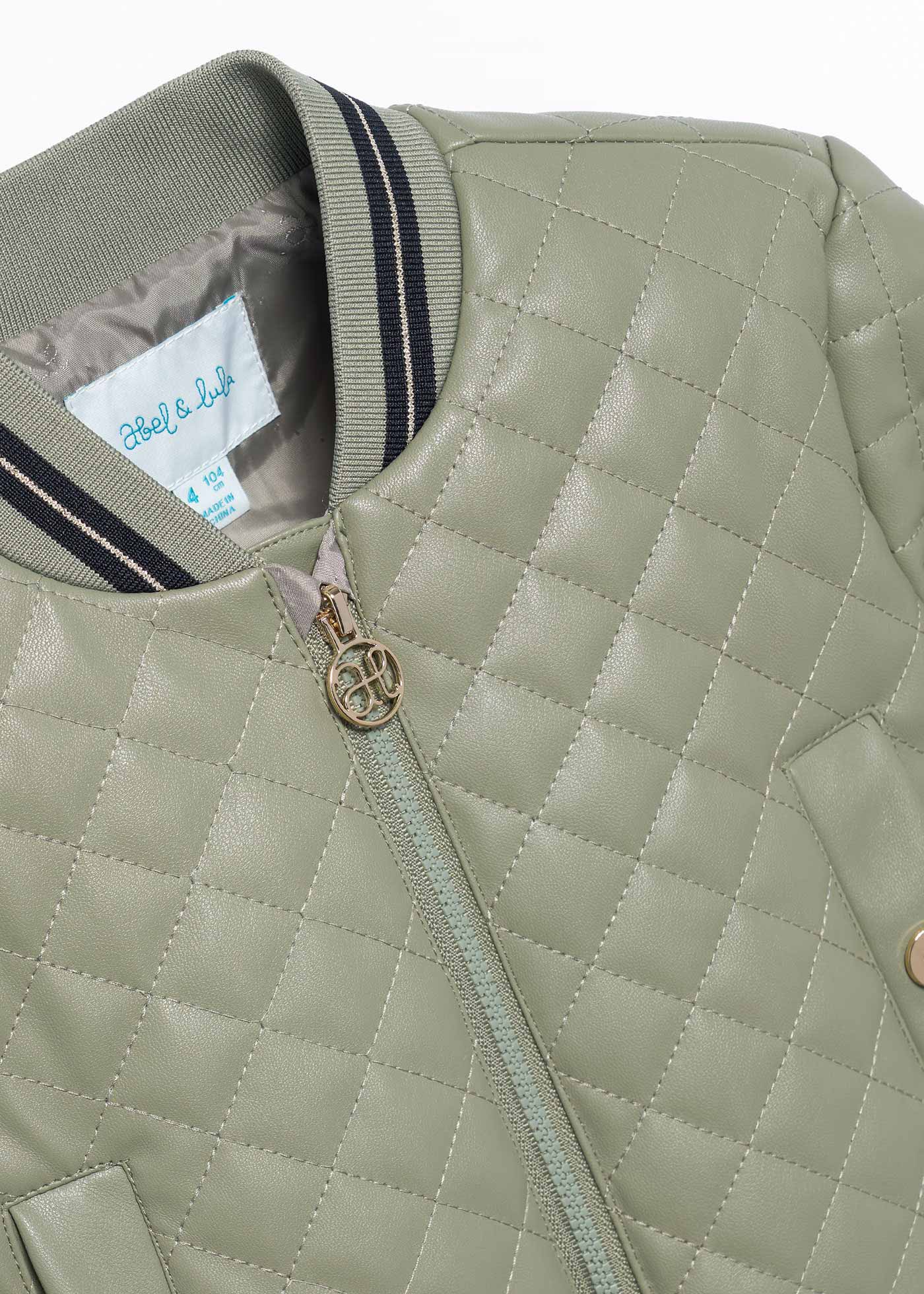 Girl Quilted Faux Leather Jacket