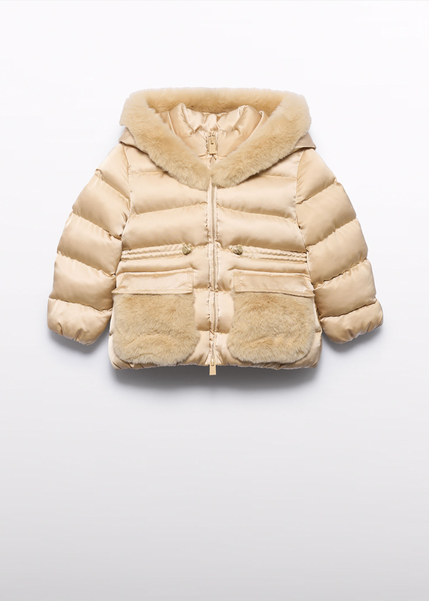 Girls satin fur coat