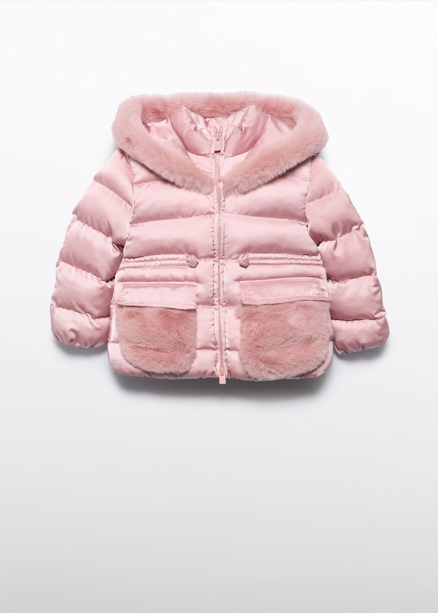 Girls satin fur coat