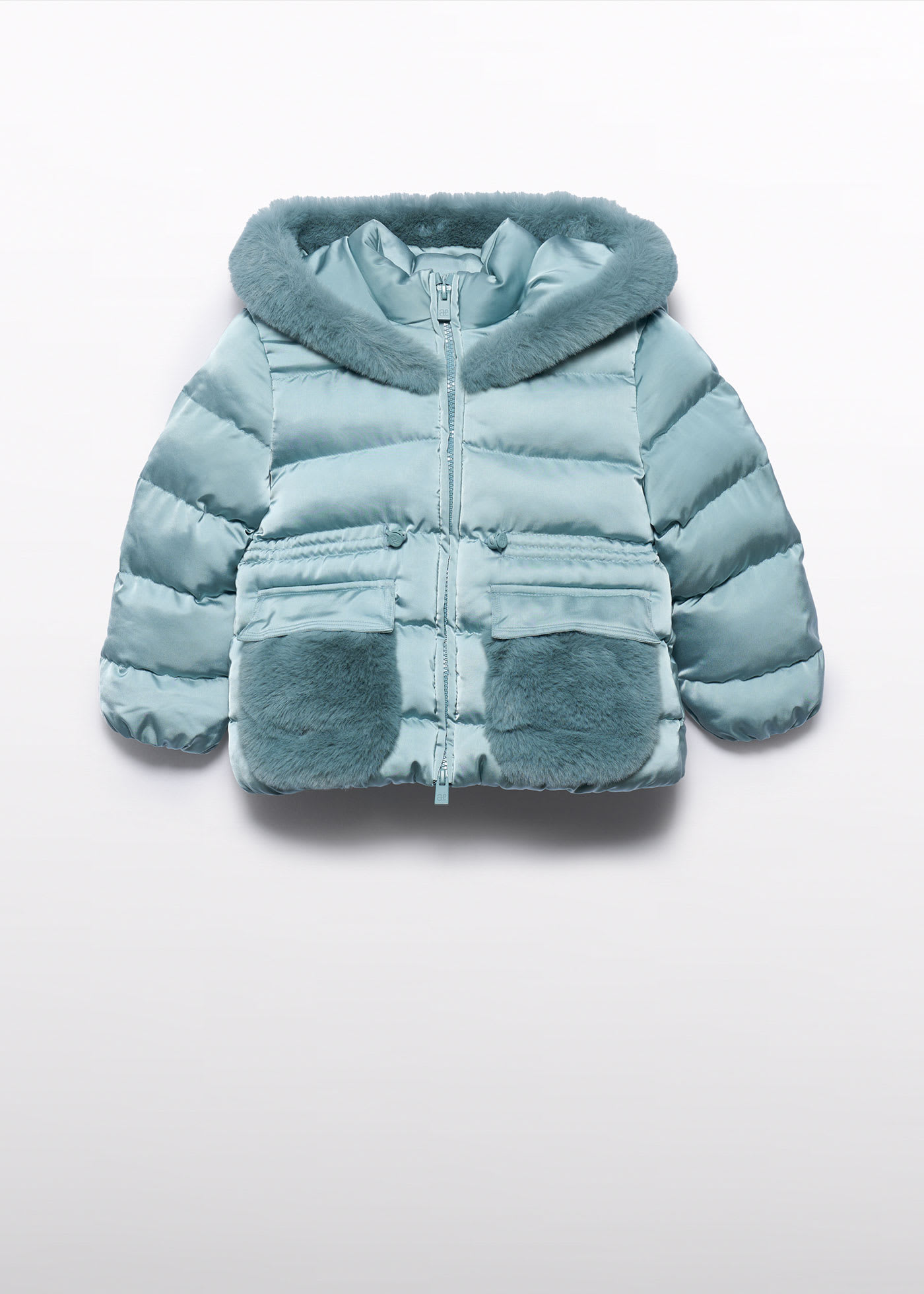 Girls satin fur coat