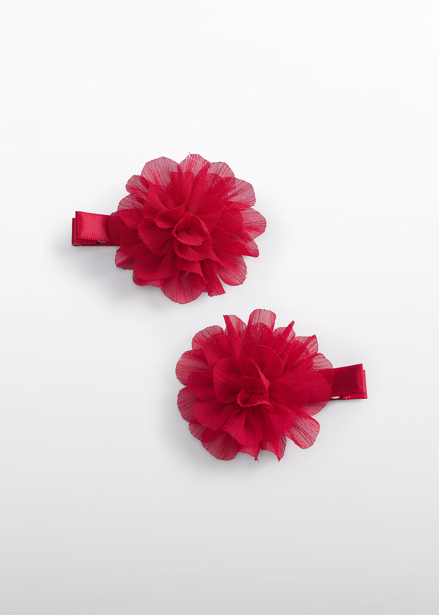 Set 2 fermagli chiffon fiori neonata