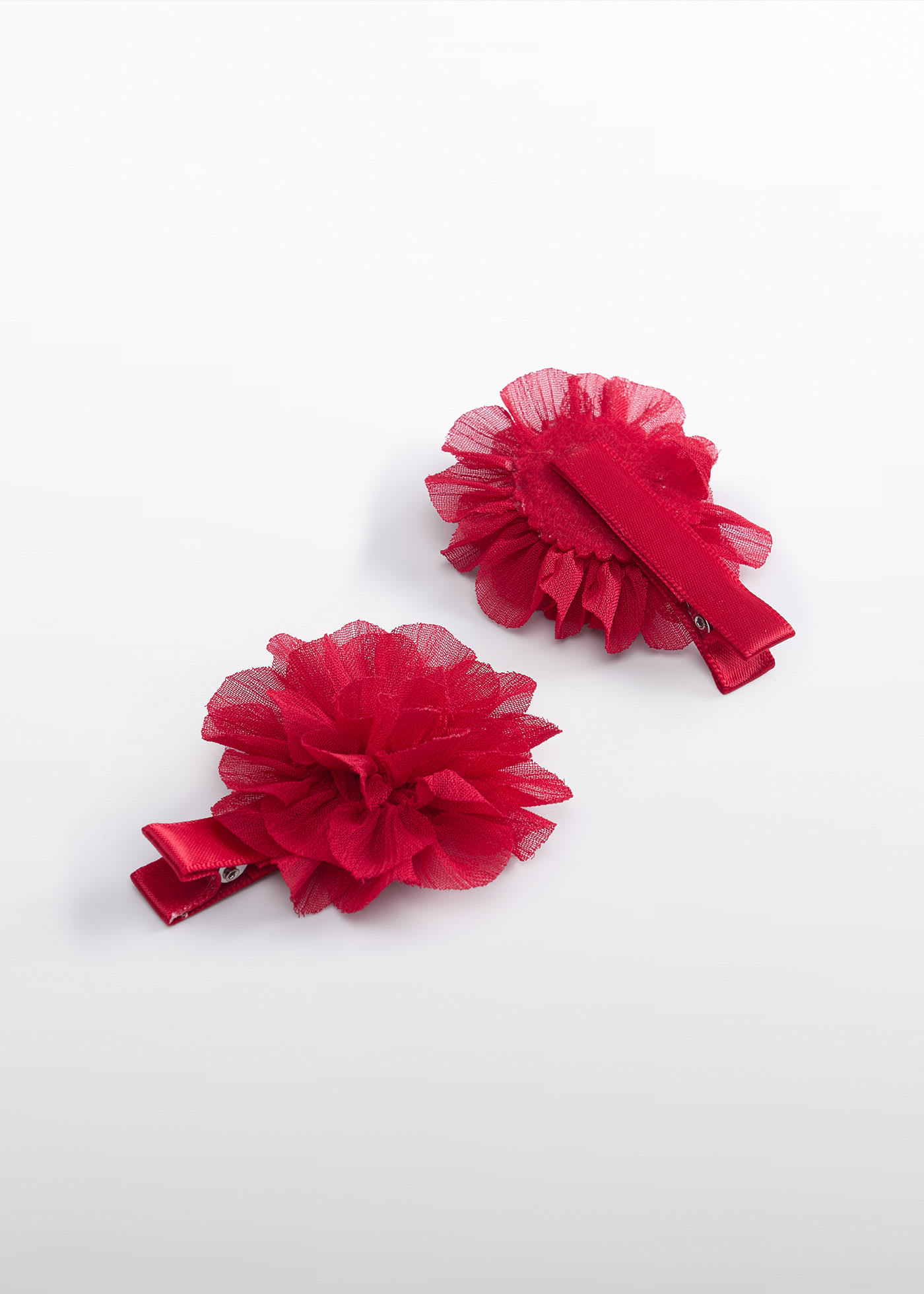 Set 2 fermagli chiffon fiori neonata
