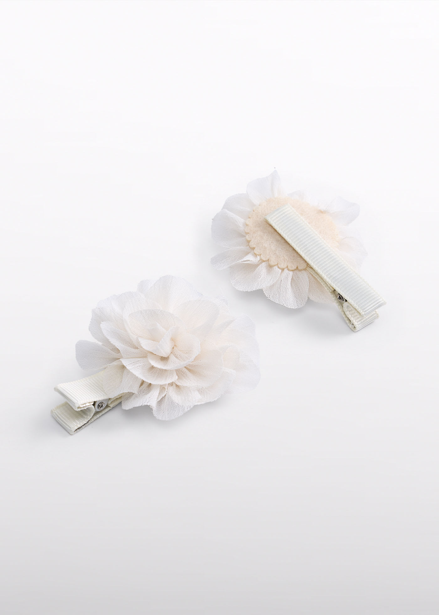 Set 2 fermagli chiffon fiori neonata