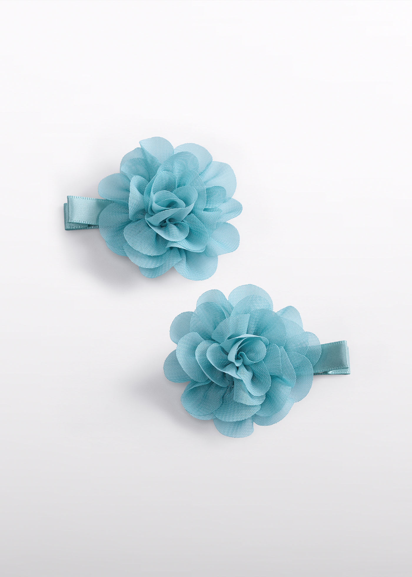 Set 2 fermagli chiffon fiori neonata