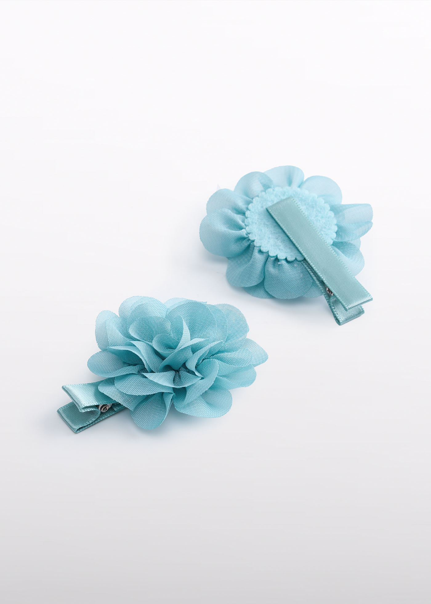Set 2 fermagli chiffon fiori neonata