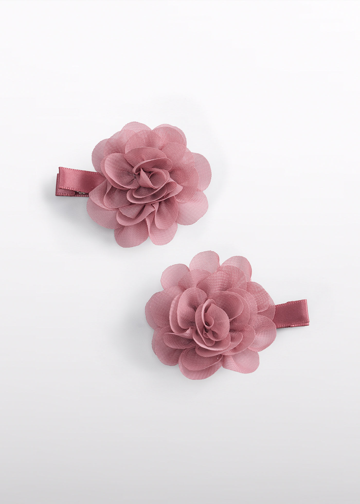 Set 2 fermagli chiffon fiori neonata