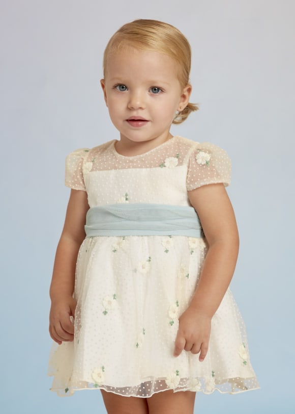 Sukienka niemowlęca z haftowanego tiulu