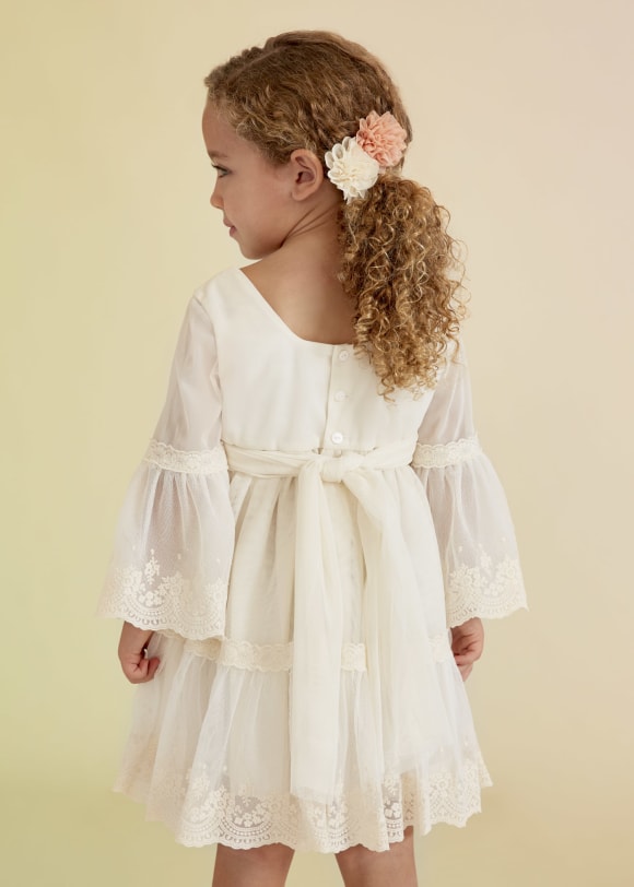 Sukienka z haftowanym tiulem dla dziewczynki