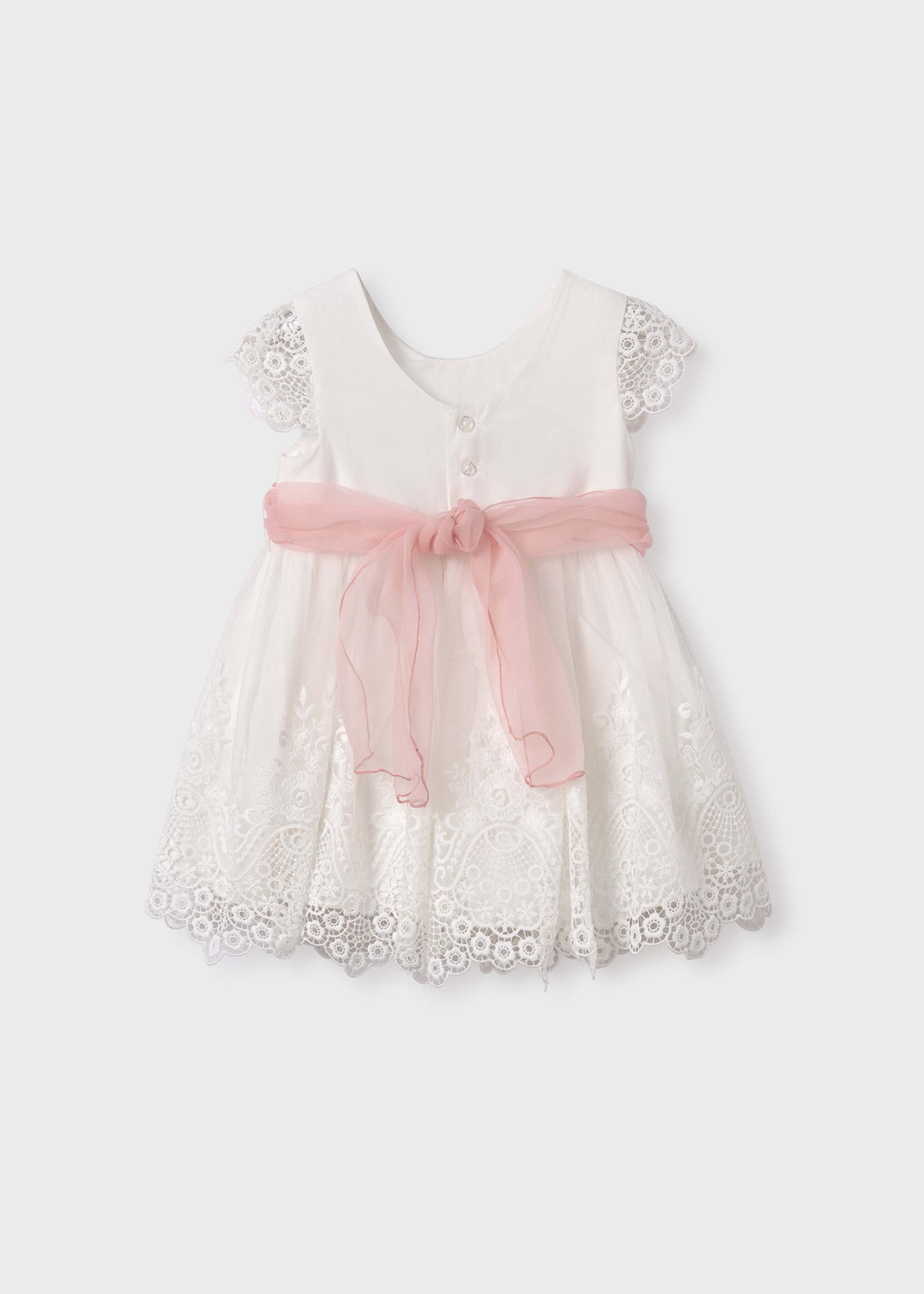 Vestido tule bordado guipure bebé