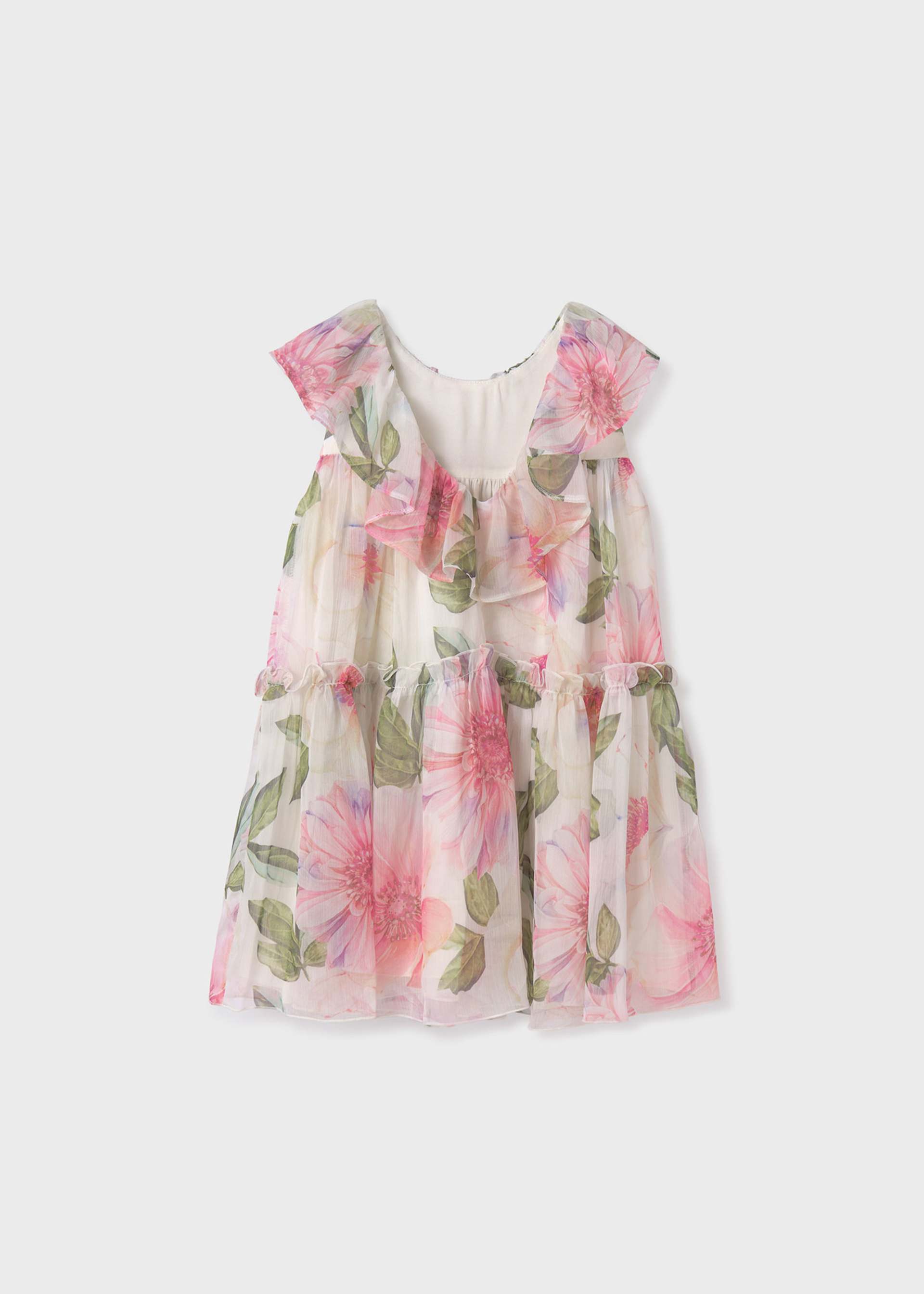 Abito chiffon stampato fiori bambina