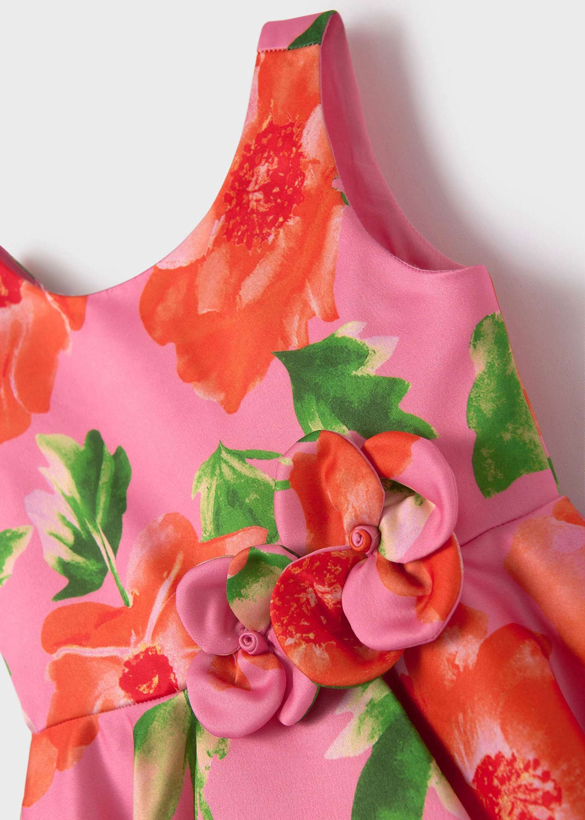 Vestido satén estampado niña