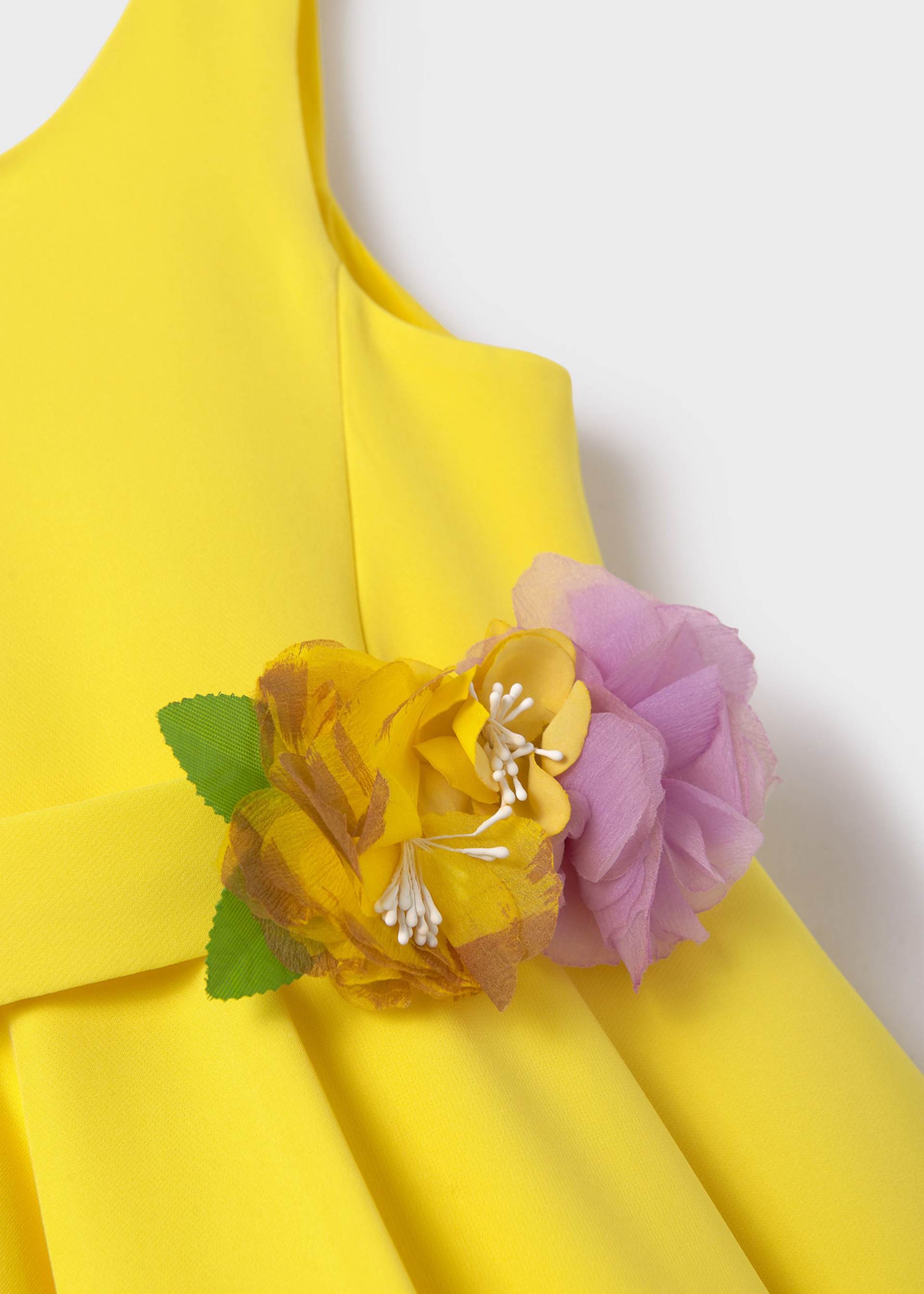 Abito crêpe applicazione floreale bambina