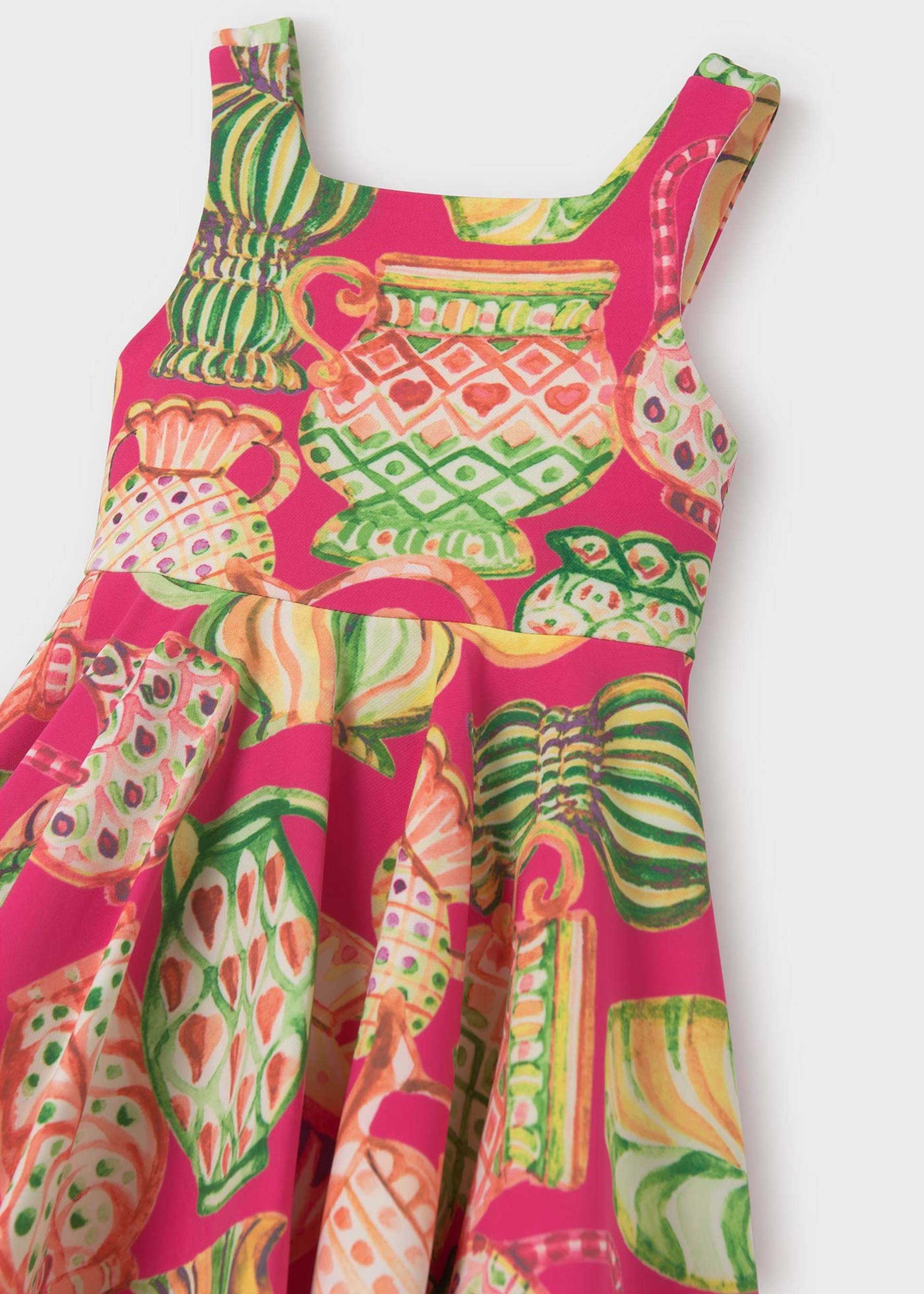 Girl Print Crepe Dress