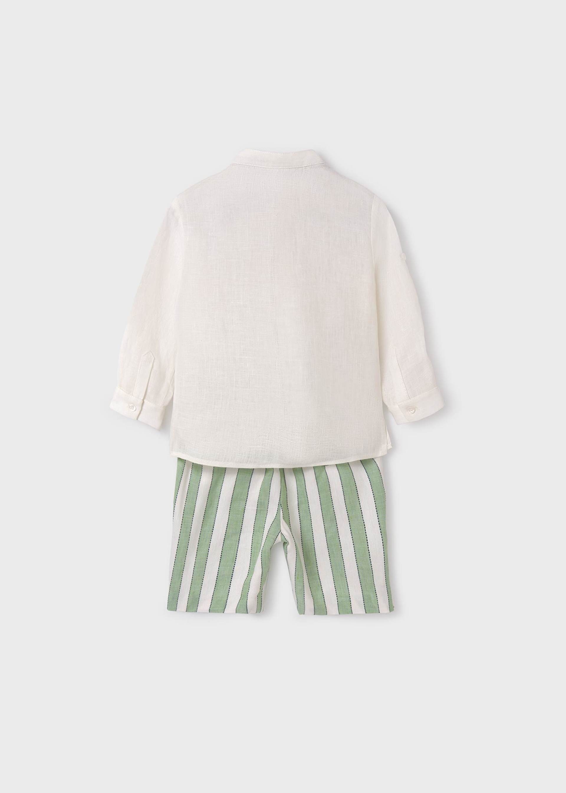 Completo lino bermuda a righe neonato
