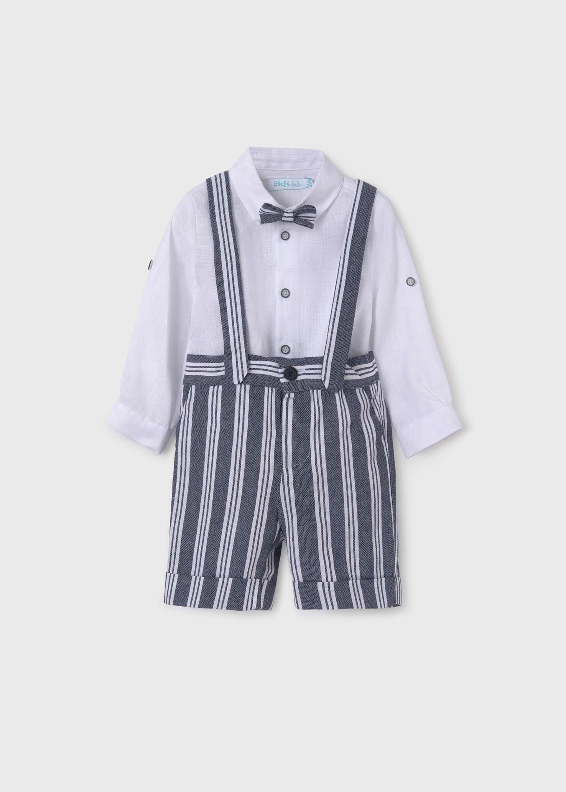 Completo bermuda con bretelle neonato