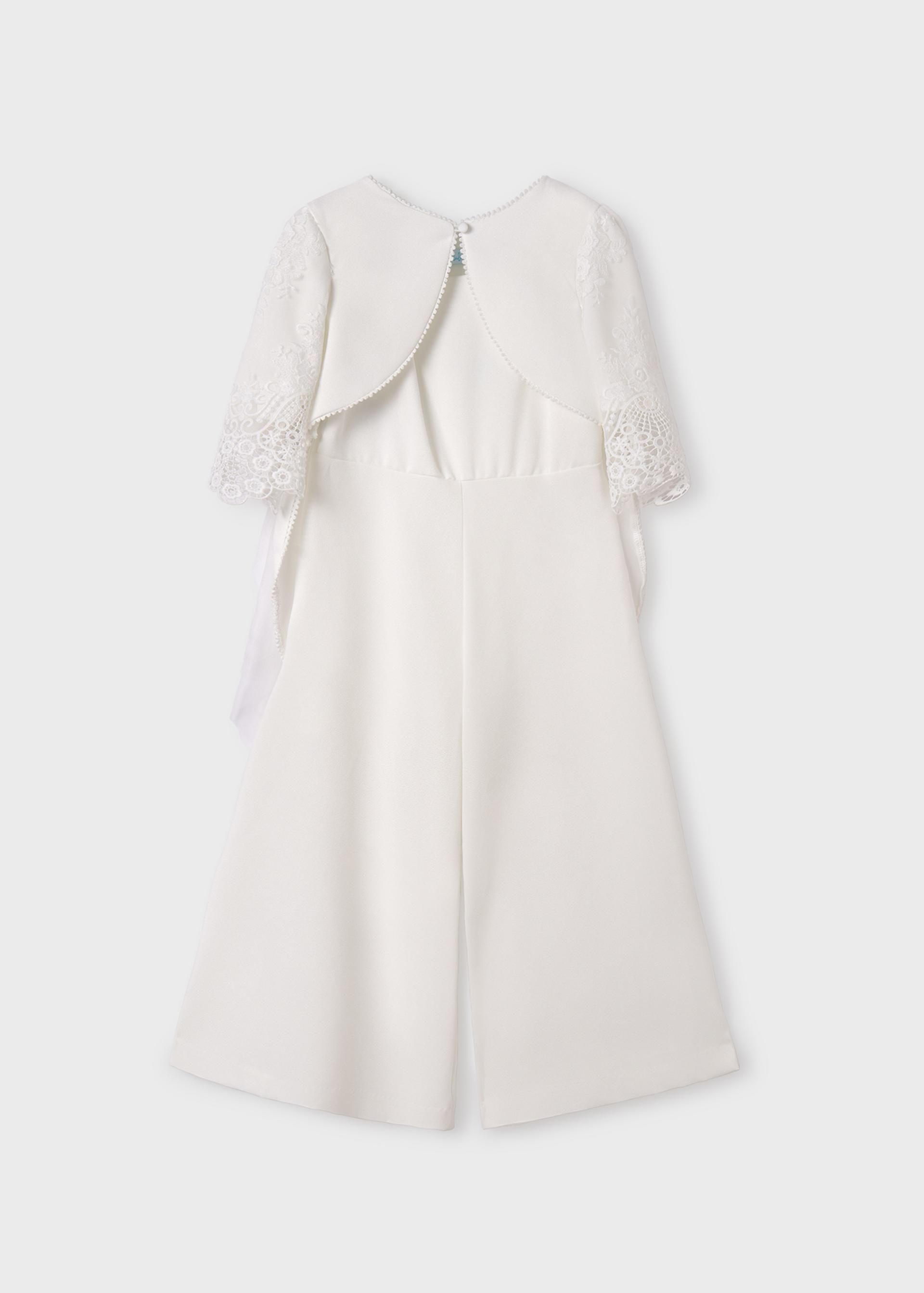 Girl Embroidered Jumpsuit with Cardigan