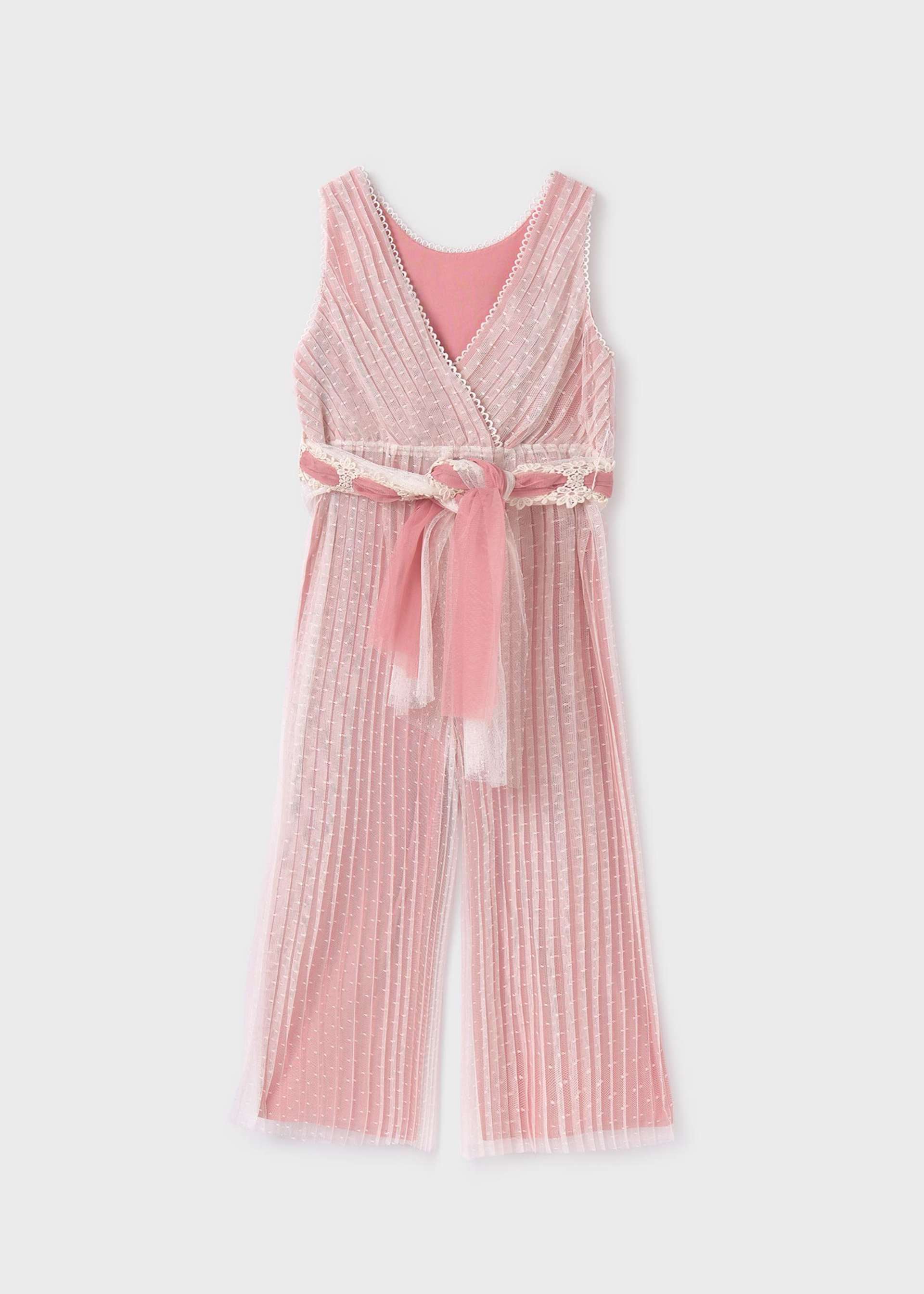 Girl Tulle Pleated Plumeti Jumpsuit