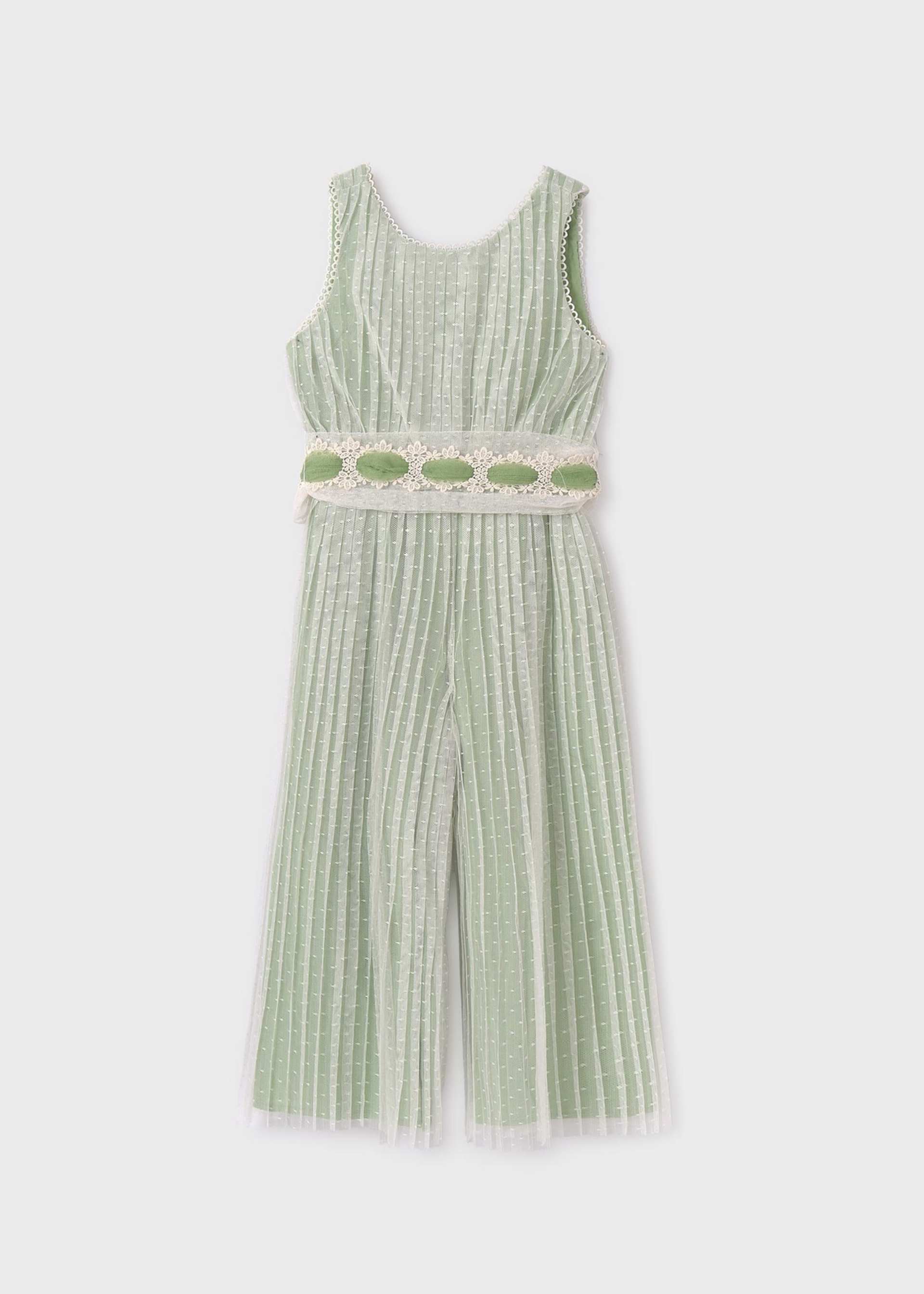 Girl pleated plumeti tulle jumpsuit