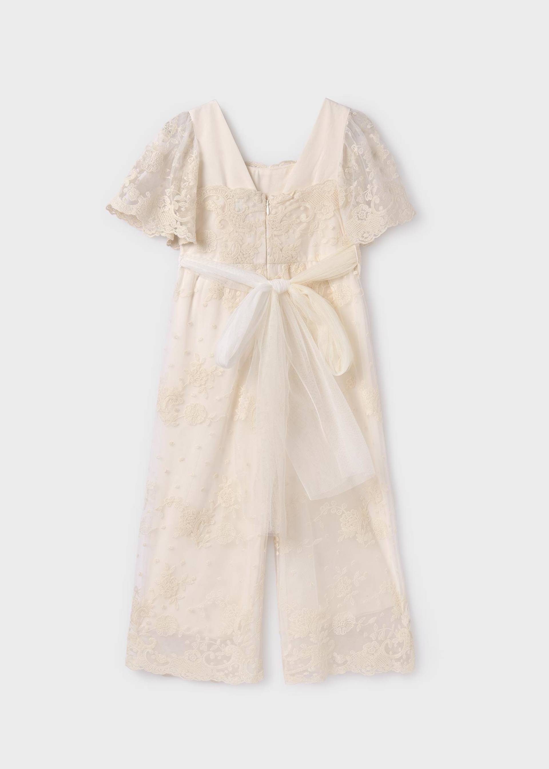 Girl Embroidered Tulle Jumpsuit