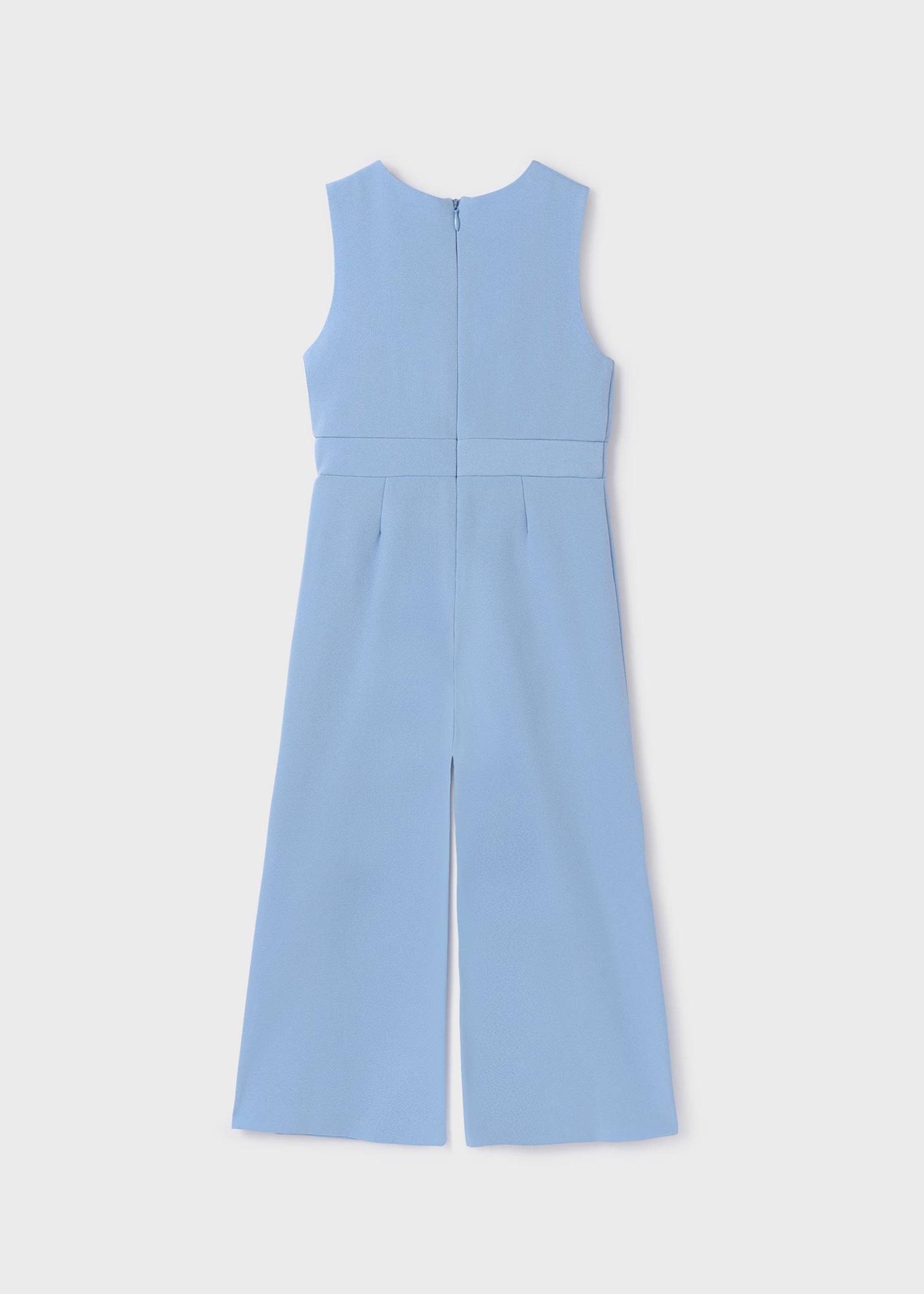 Girl crepe bow jumpsuit