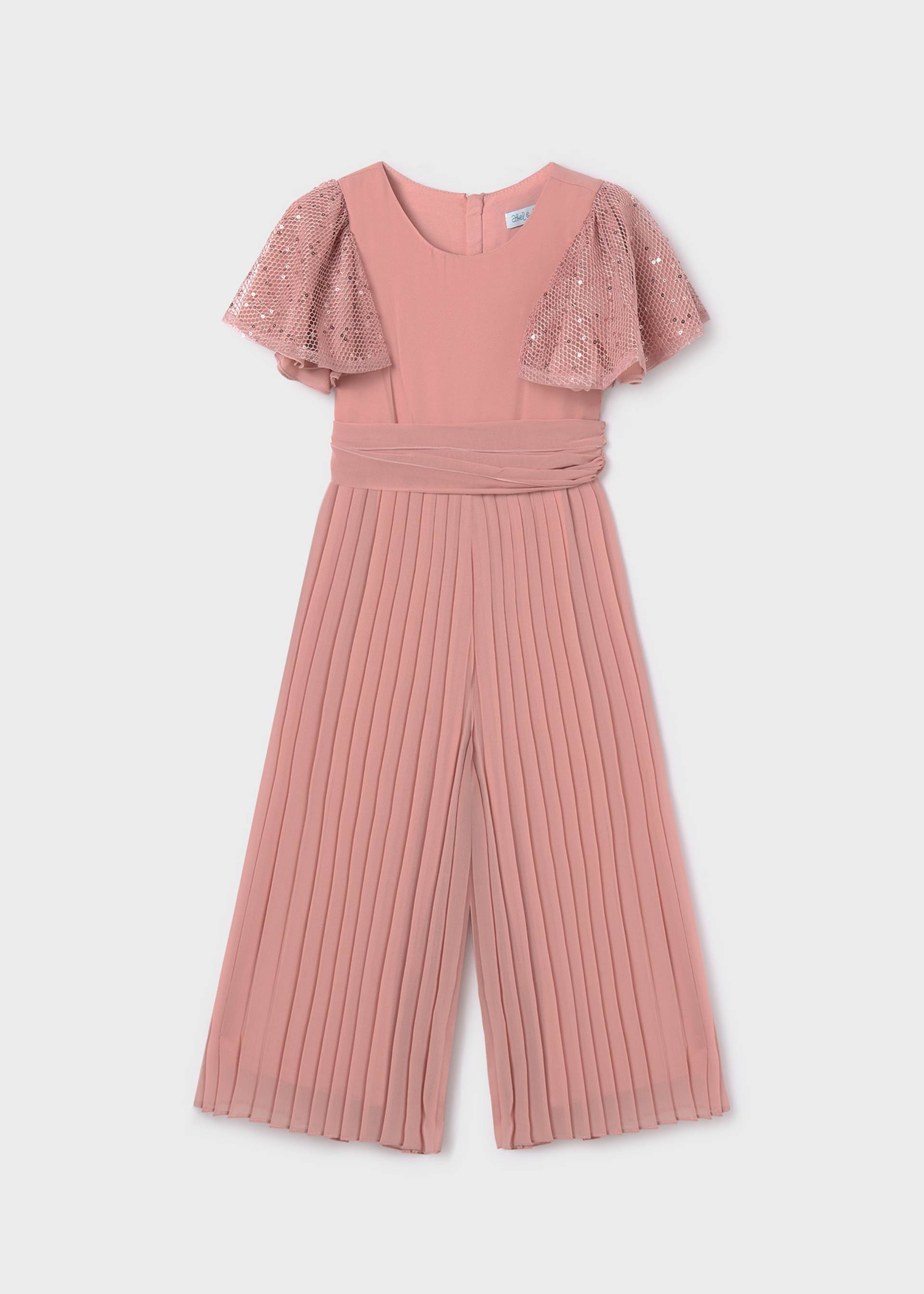Girl pleated chiffon jumpsuit