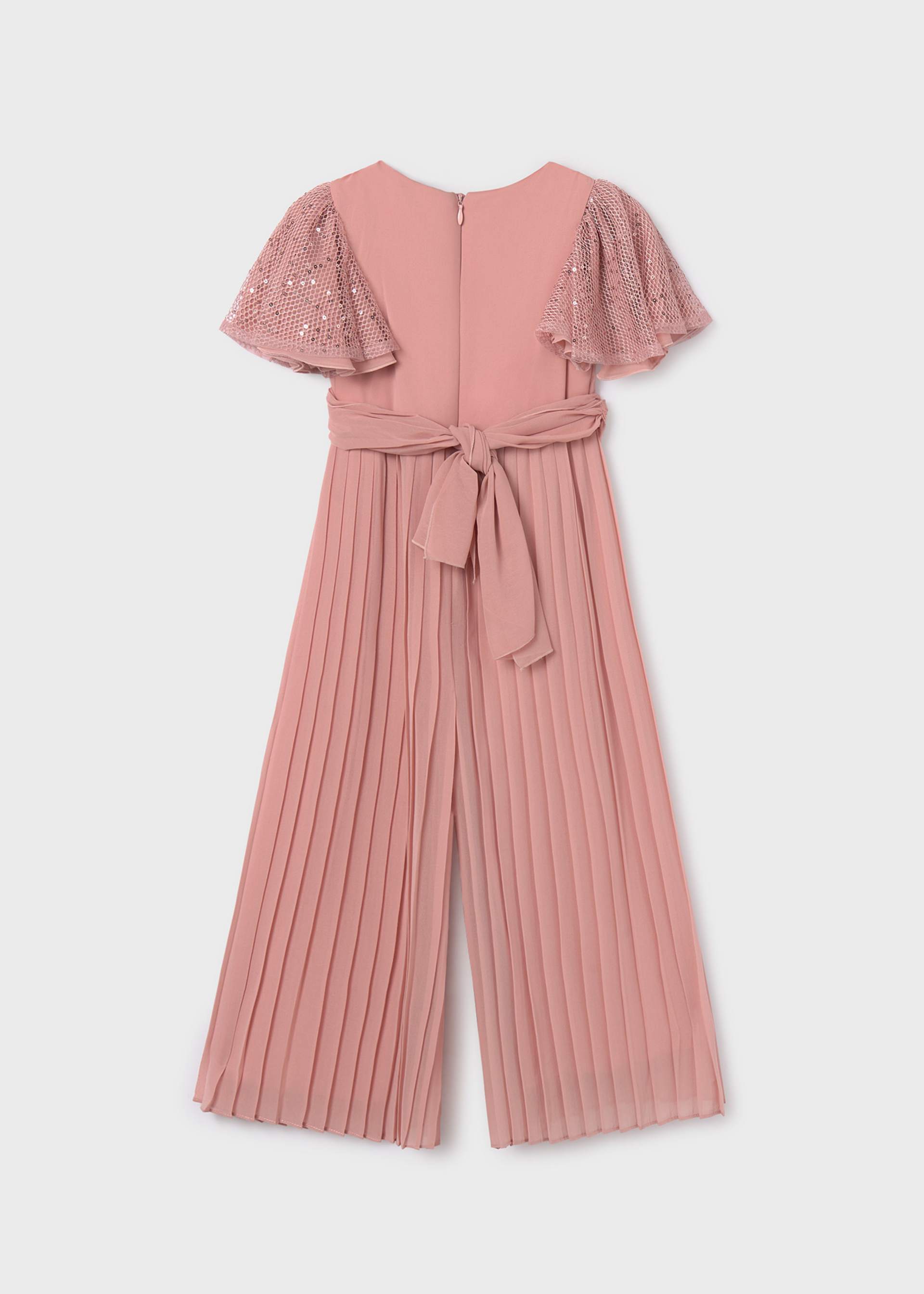 Girl pleated chiffon jumpsuit