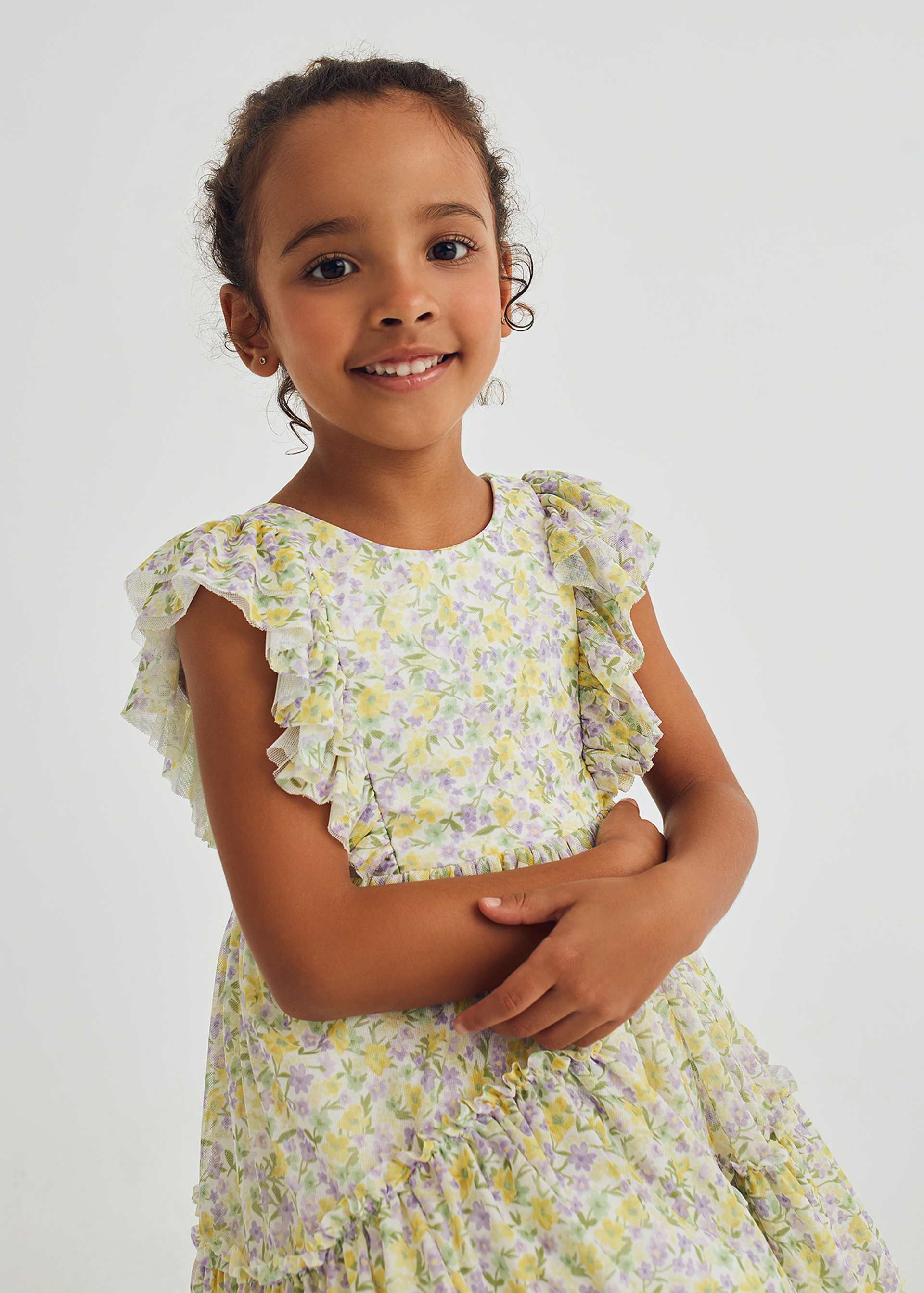 Girl print tulle dress