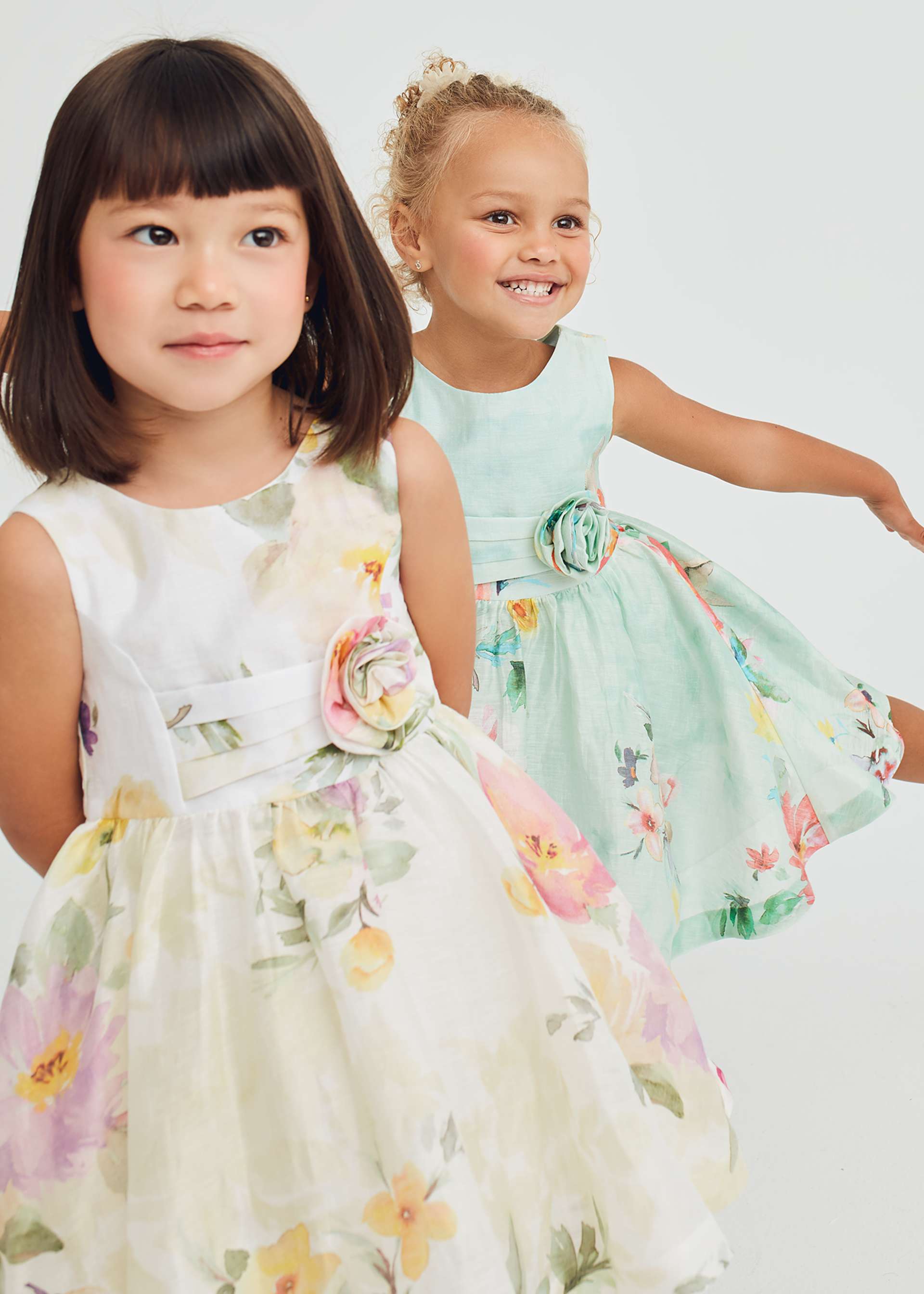 Vestido lino flores niña