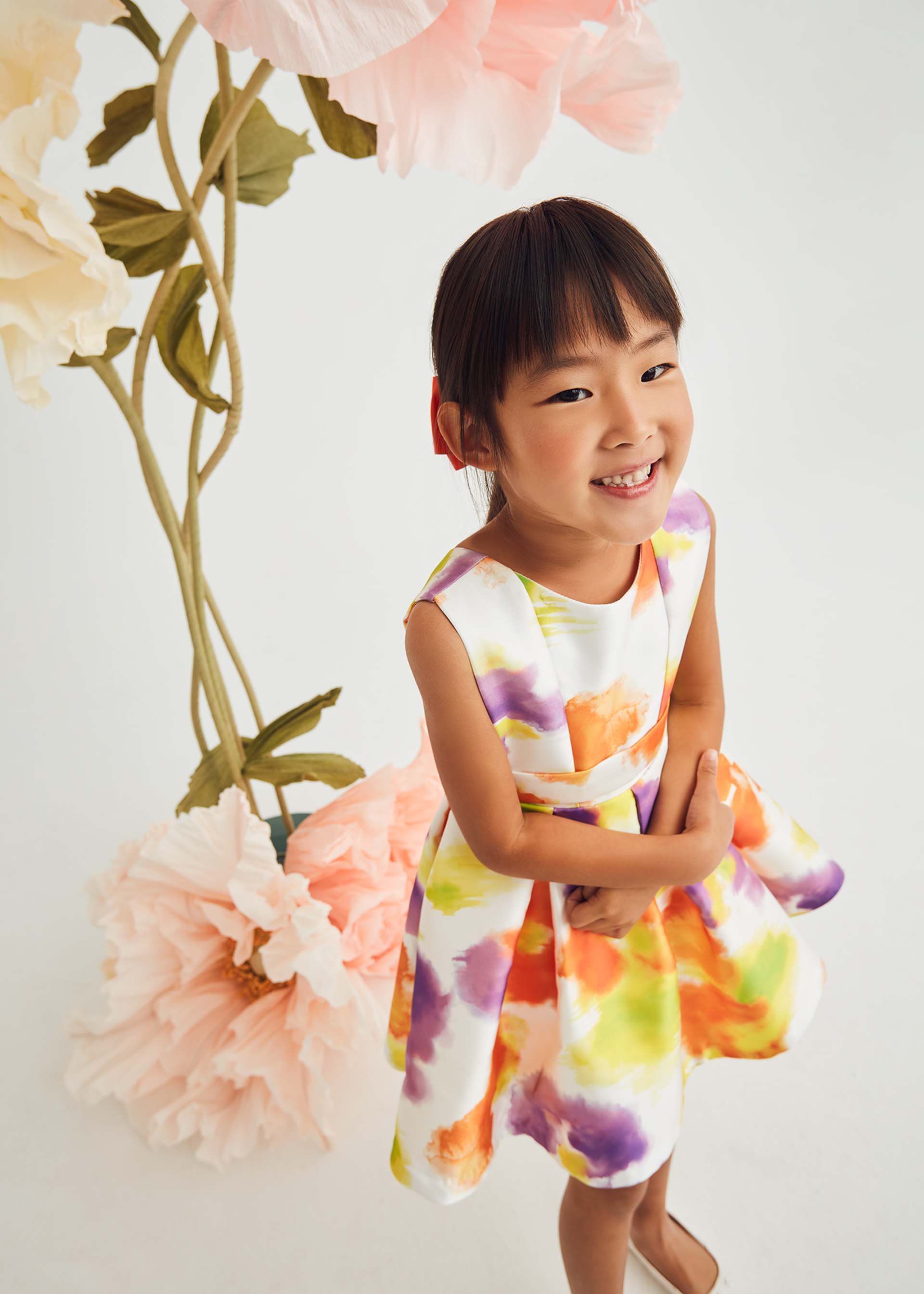 Vestido mikado estampado niña