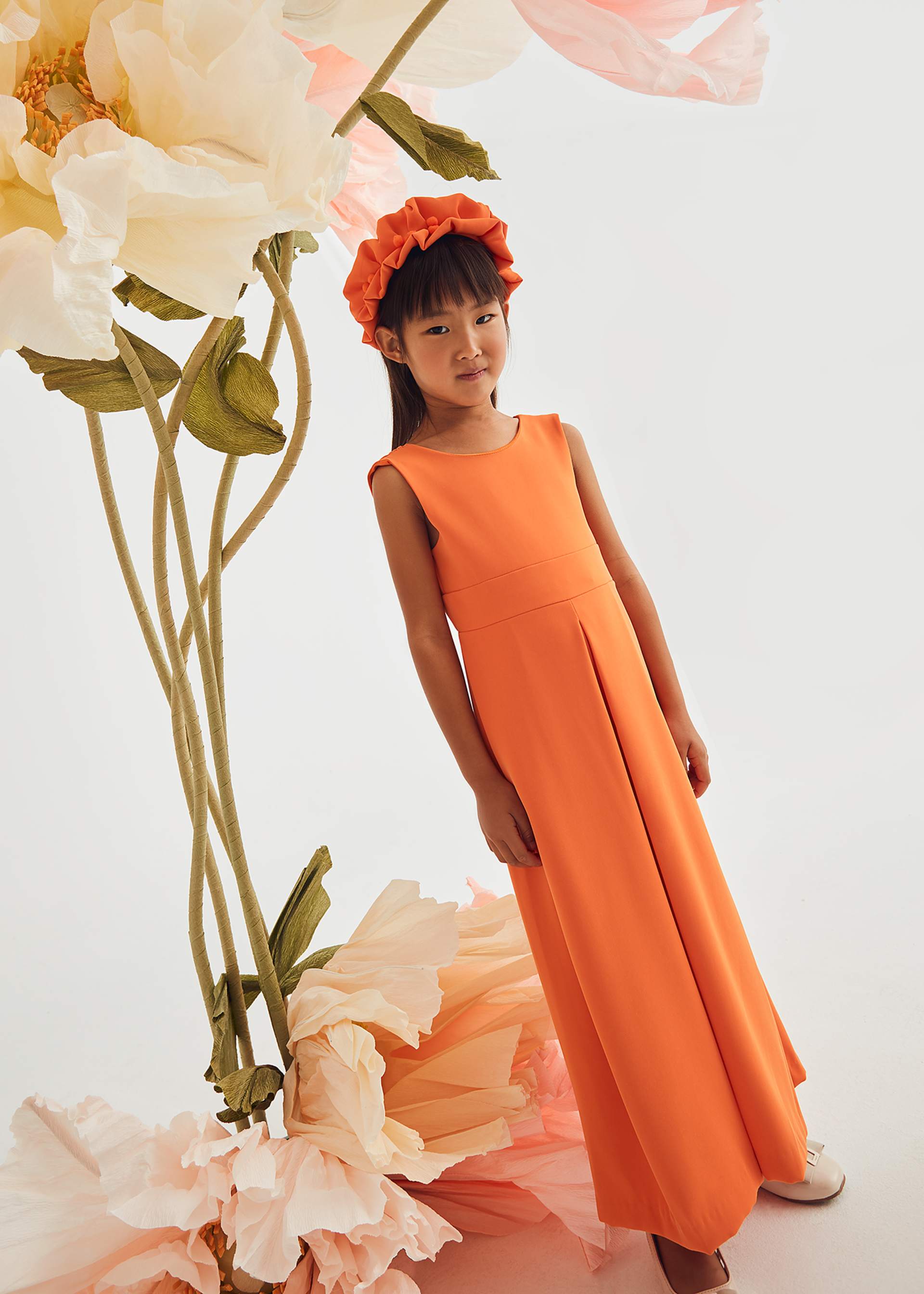 Girl crepe bow jumpsuit