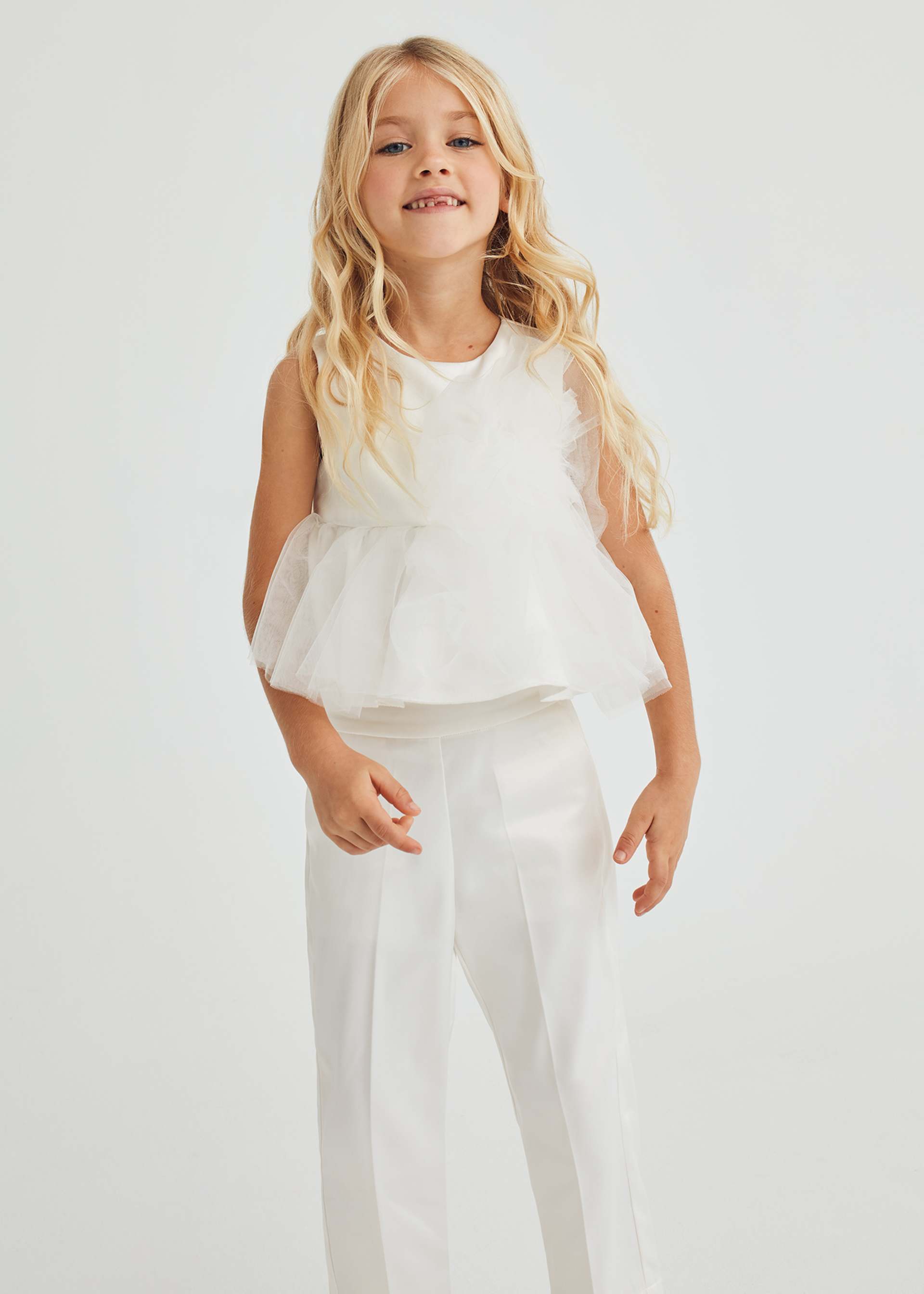 Conjunto calças cetim menina