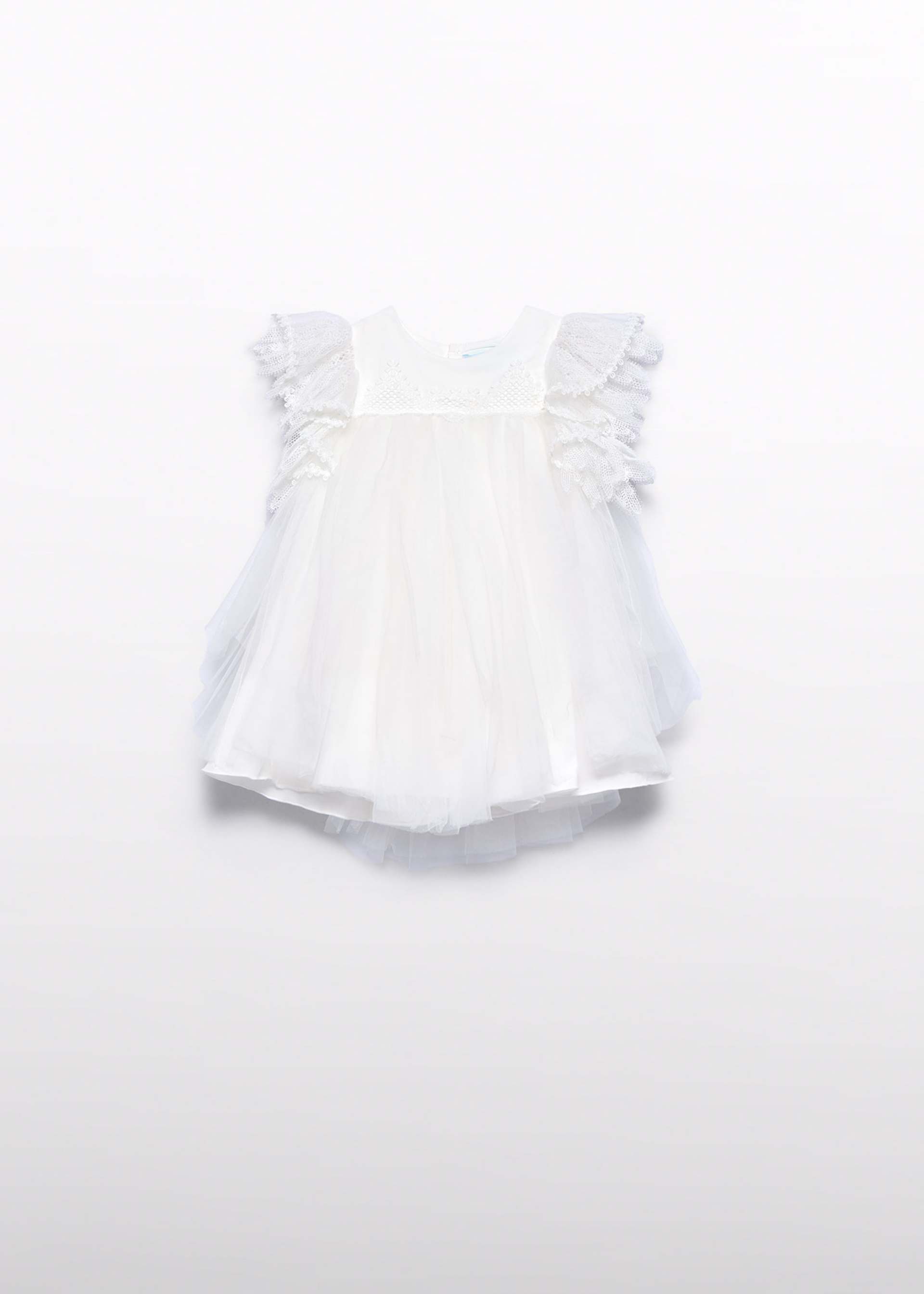 Baby tulle dress with lace sleeves