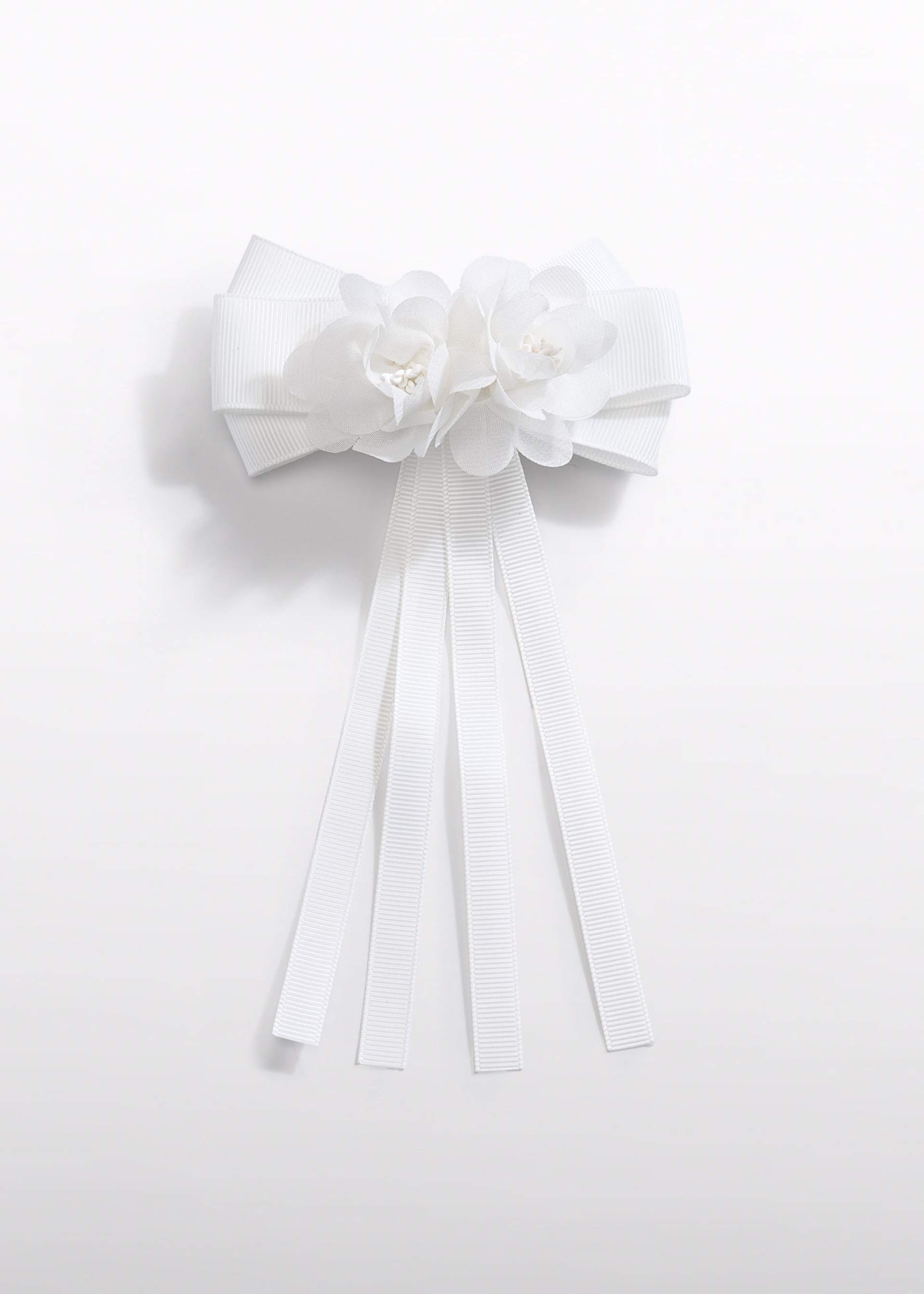 Girl long floral bow clip