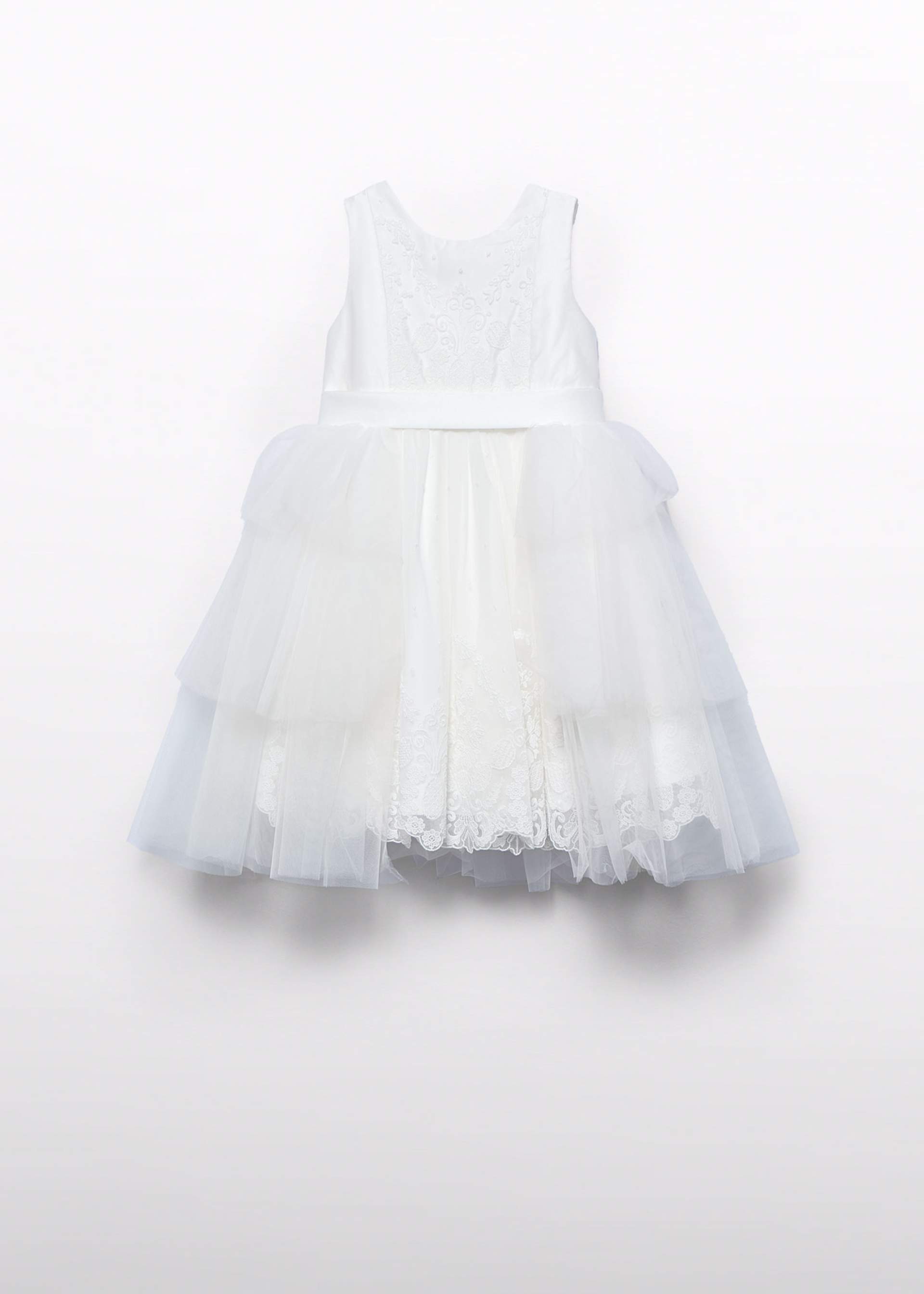 Girl dress with removable tulle overlay Cream | Abel & Lula
