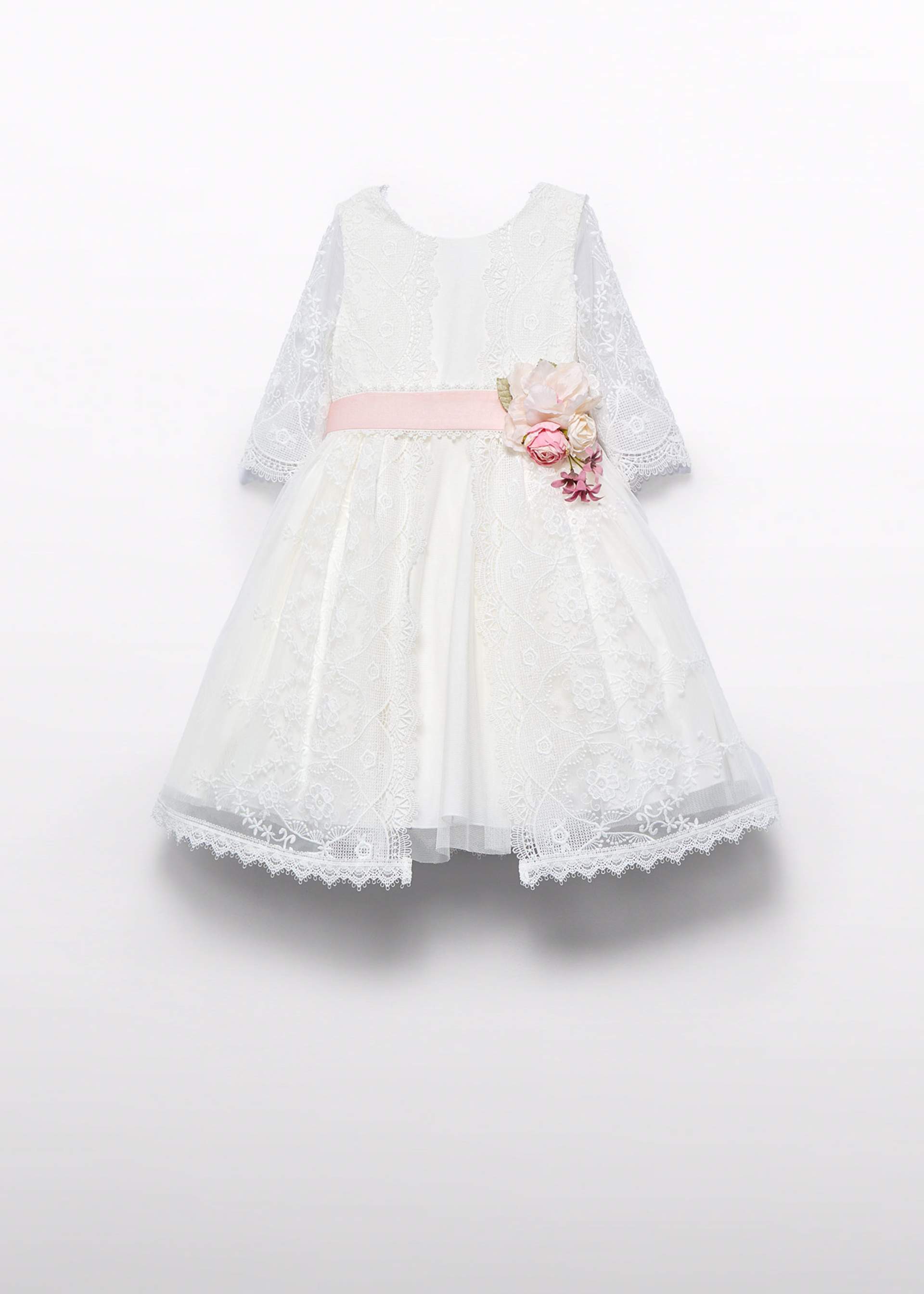 Vestido tule bordado guipure menina