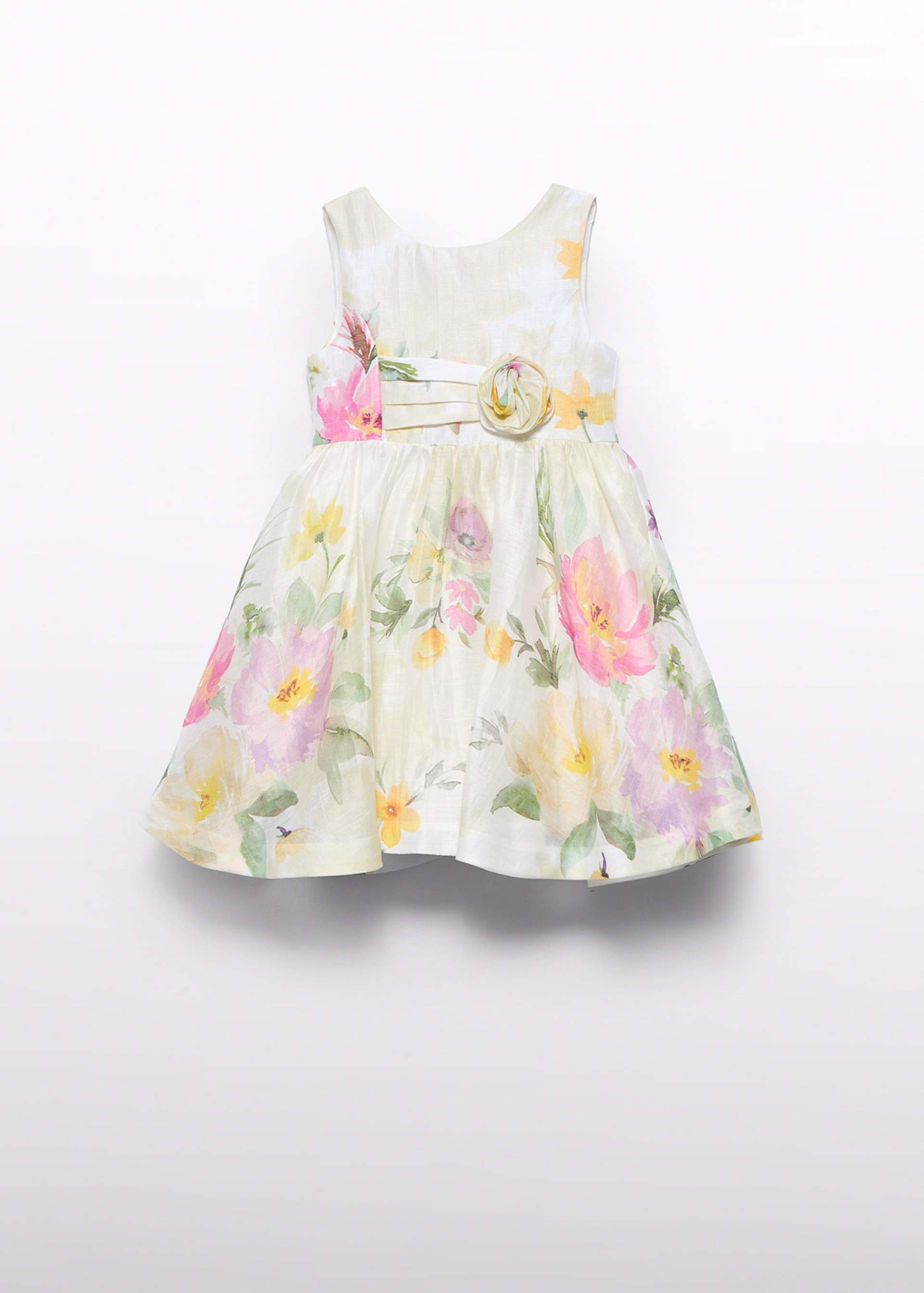 Abito lino fiori bambina