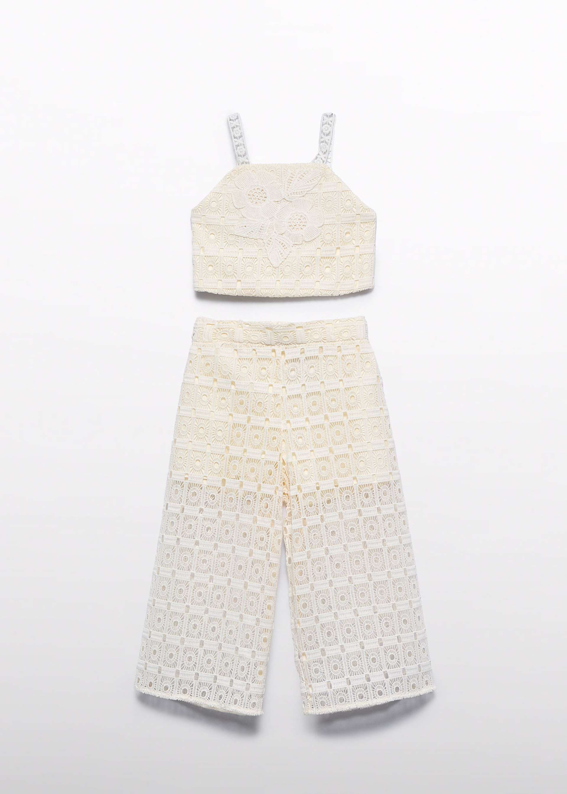 Girl crochet top and trousers set