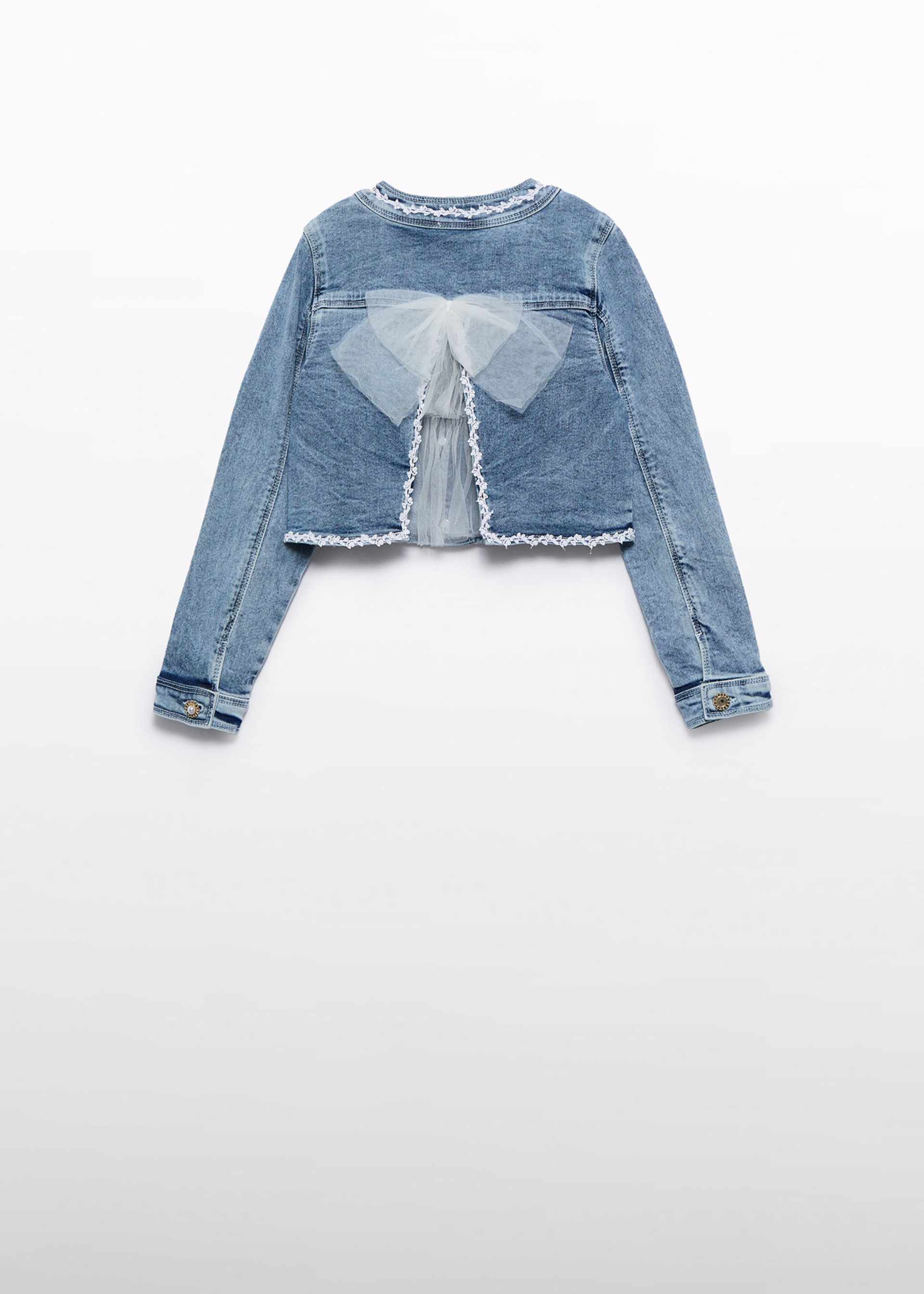 Cazadora denim con lazo tul niña