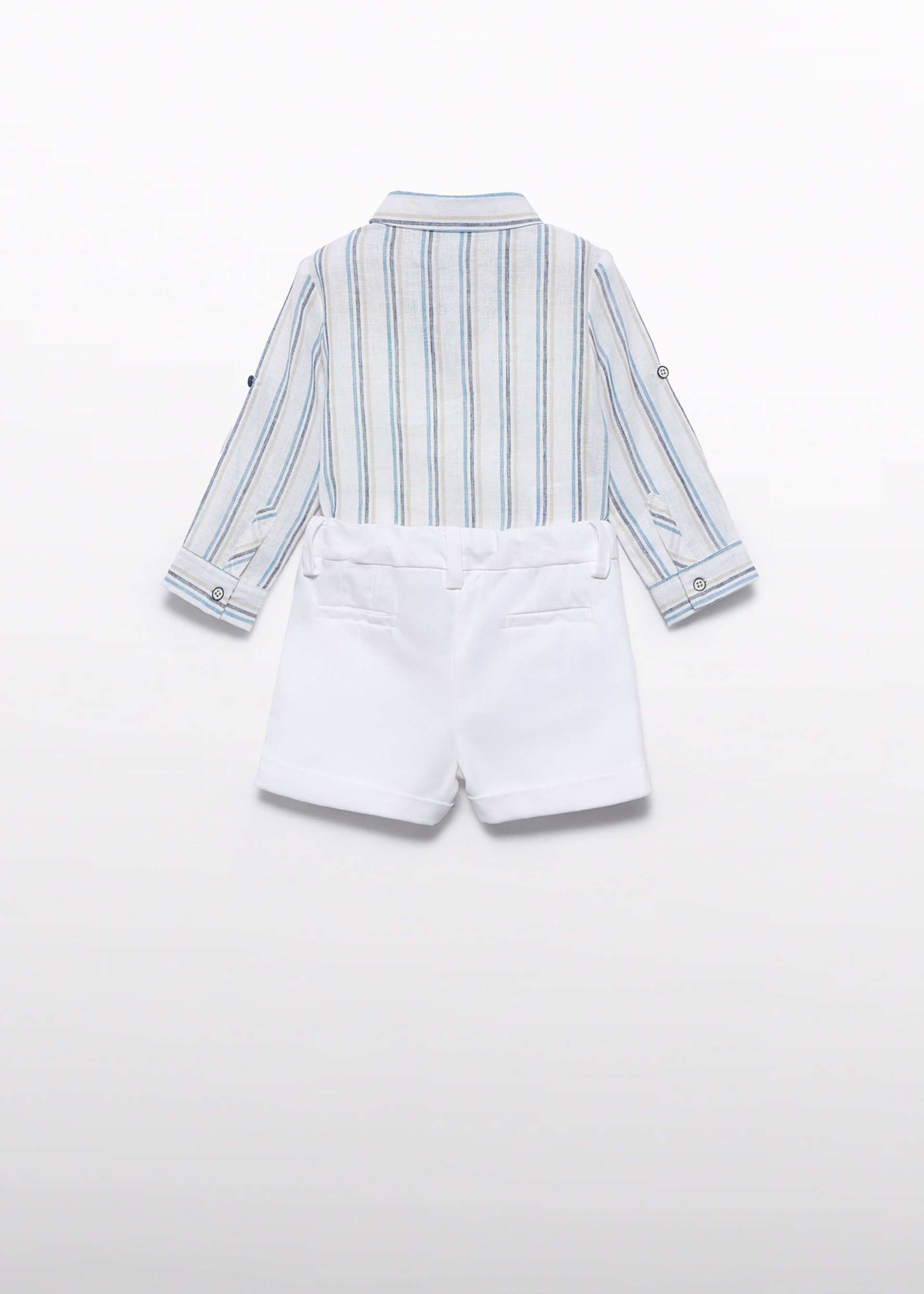 Conjunto bermuda riscas linho menino
