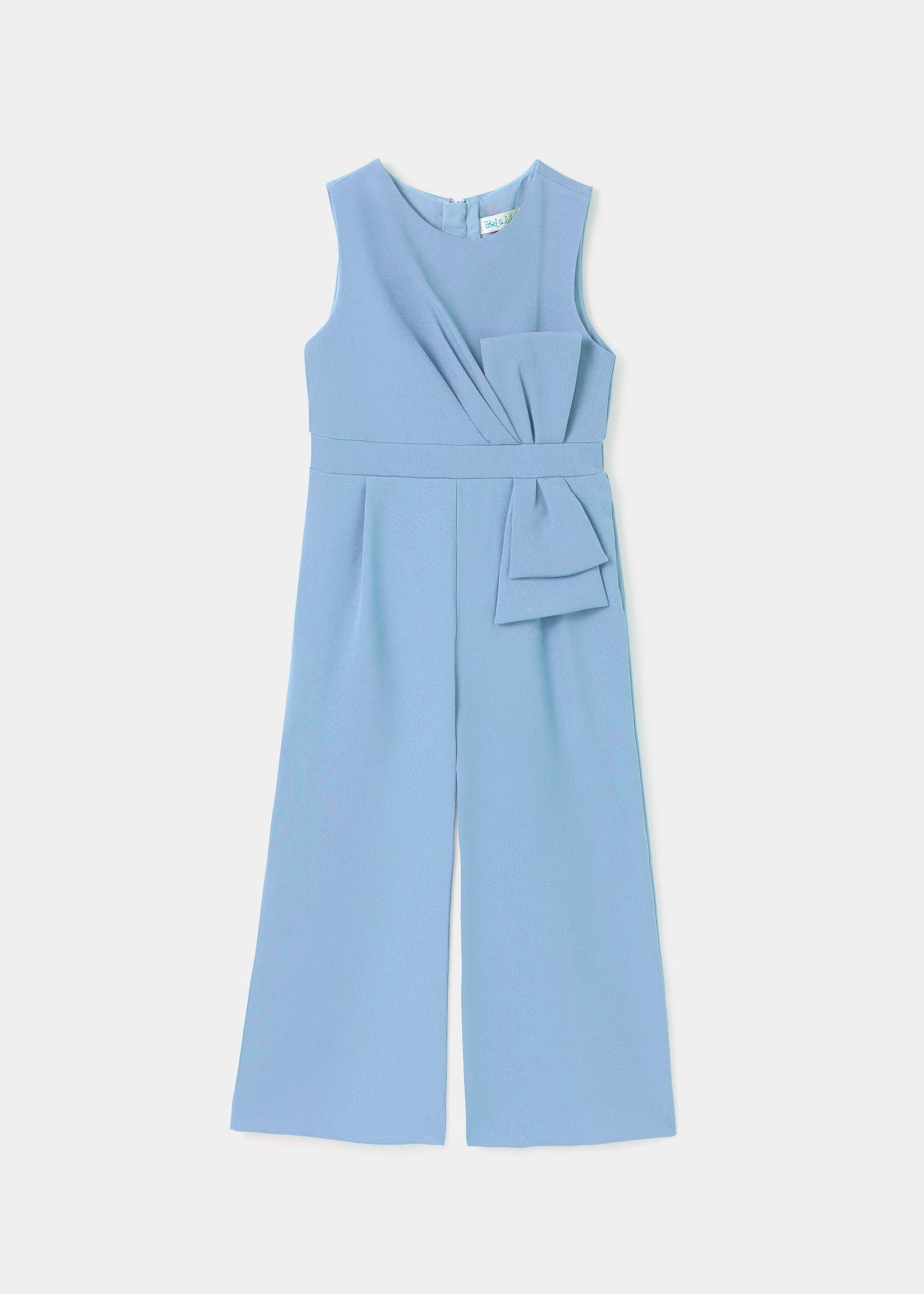 Girl crepe bow jumpsuit