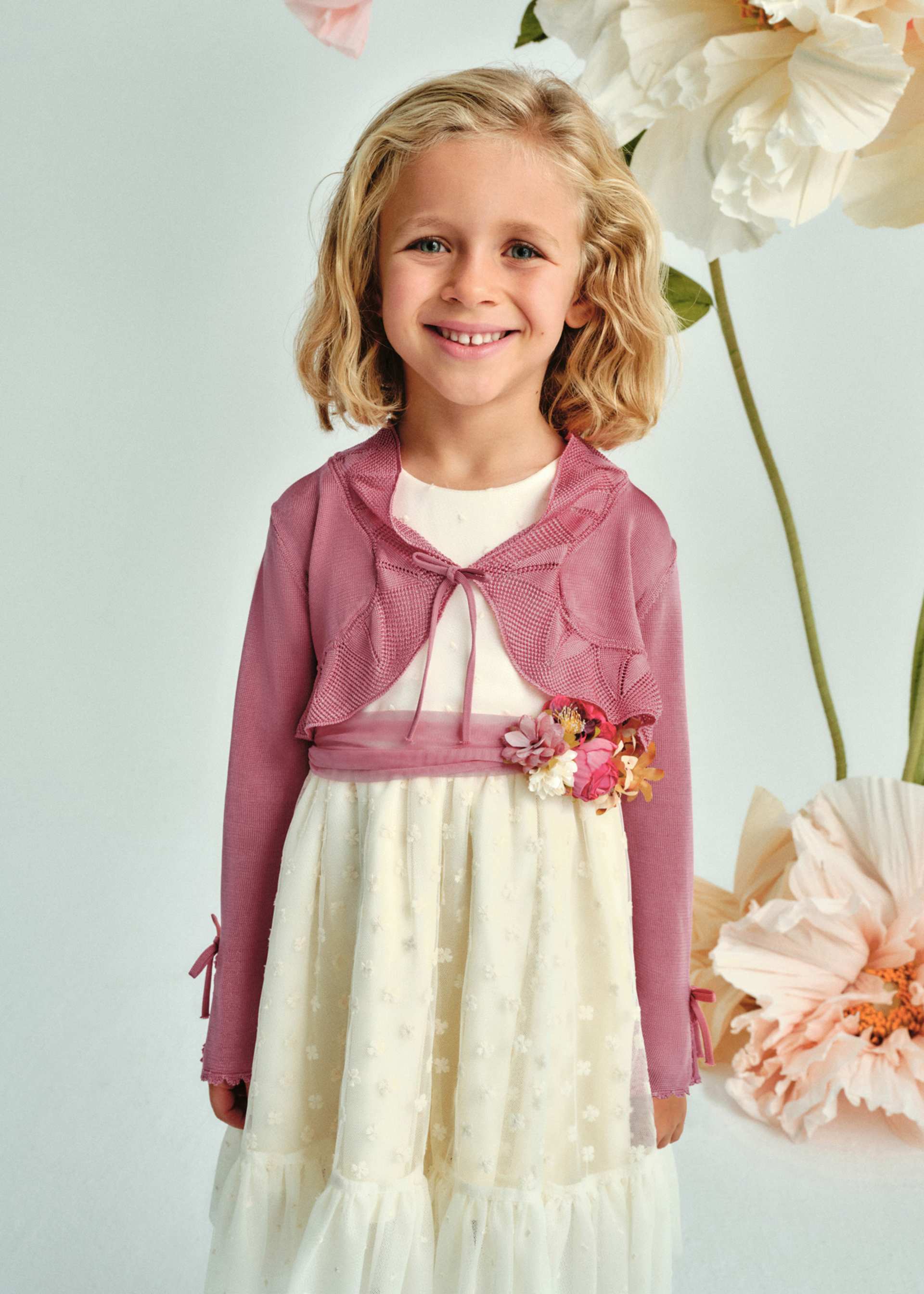 Cardigan maglia manica a campana bambina