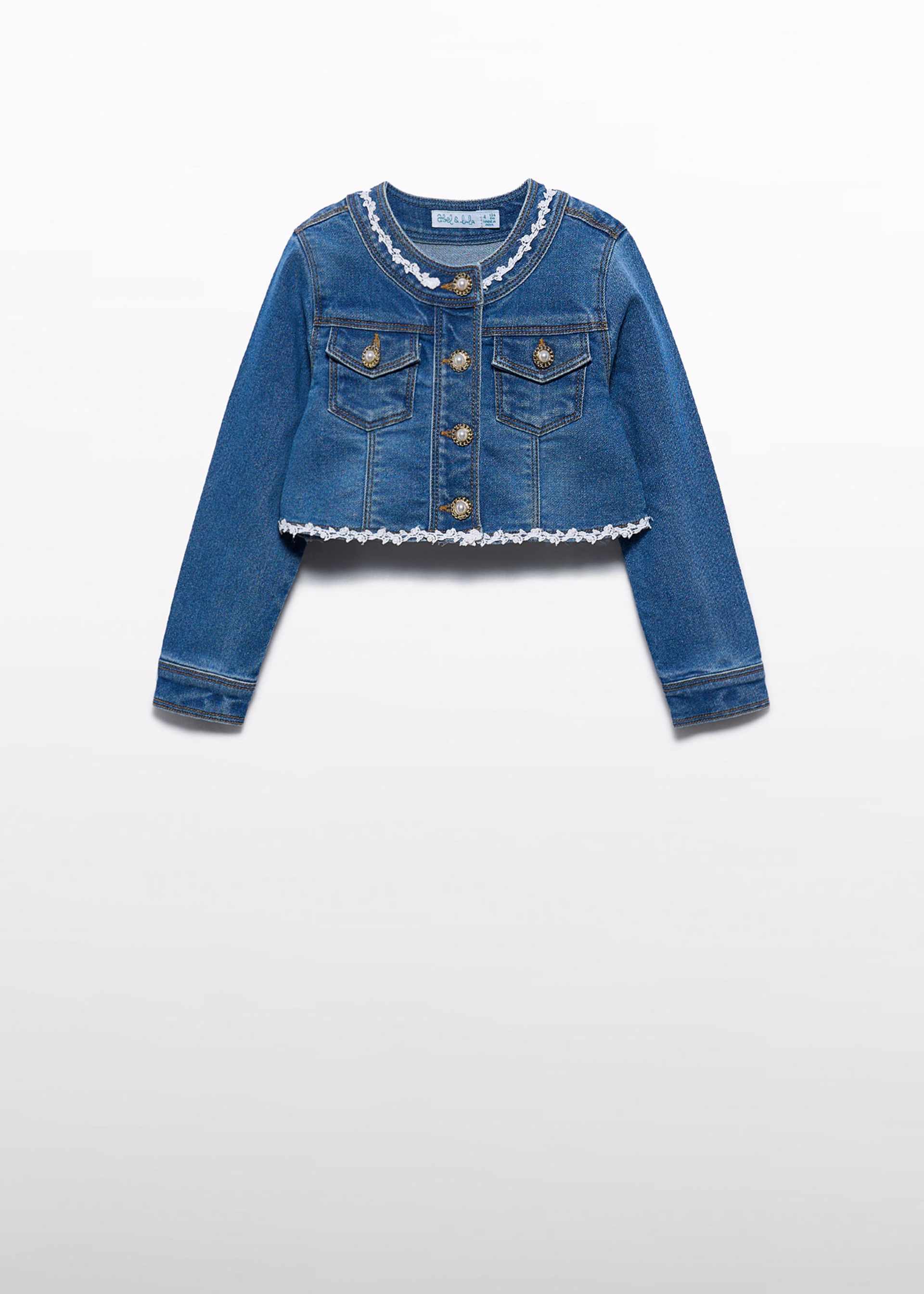 Girl denim jacket with tulle bow