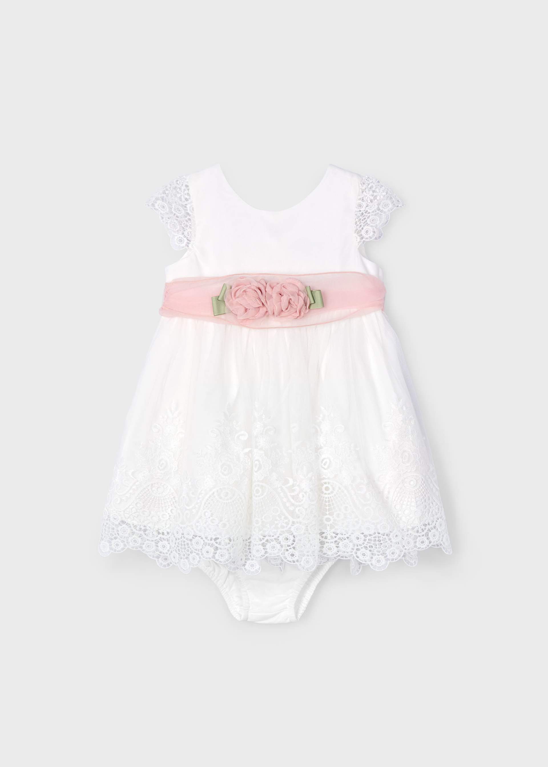 Vestido tule bordado guipure bebé