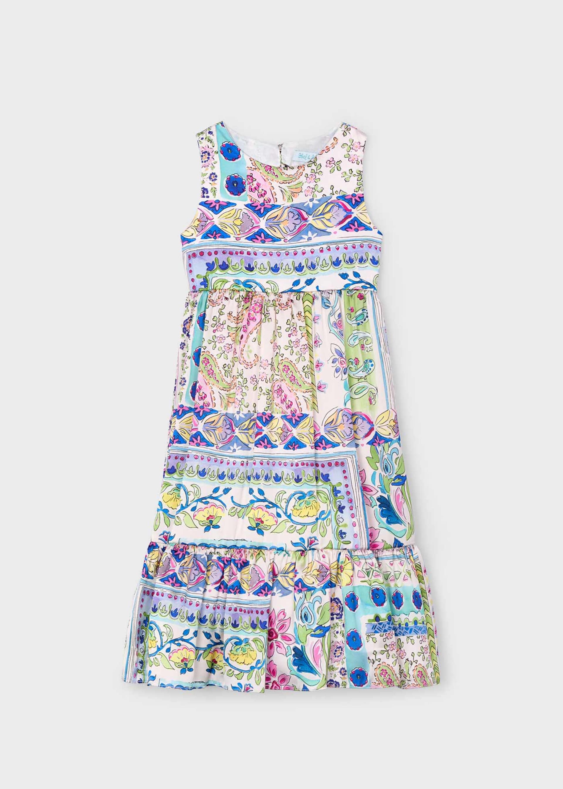 Abito longuette satin stampato bambina